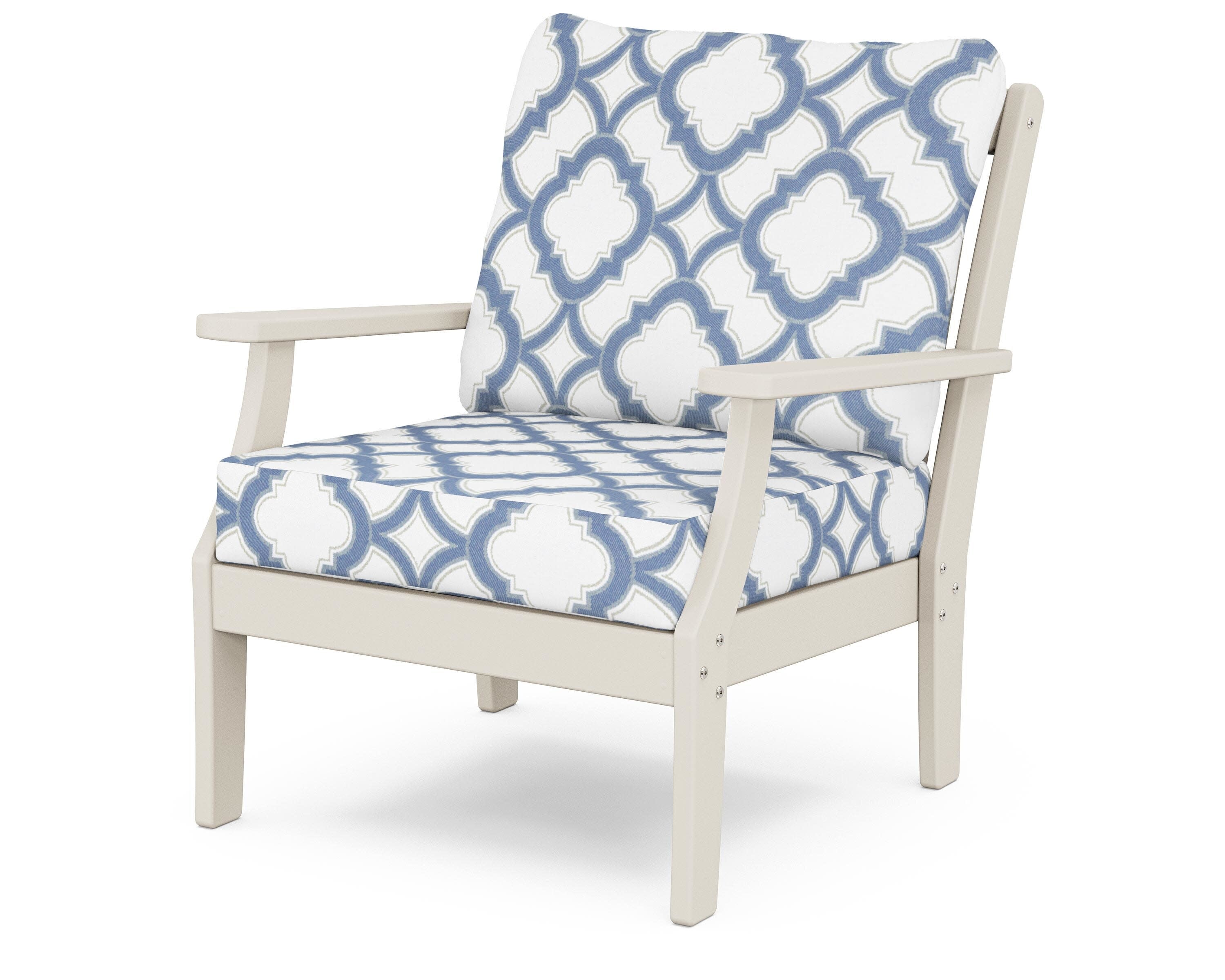 Yacht Club Deep Seating Chair in Sand Castle / Trellis Sky Blue