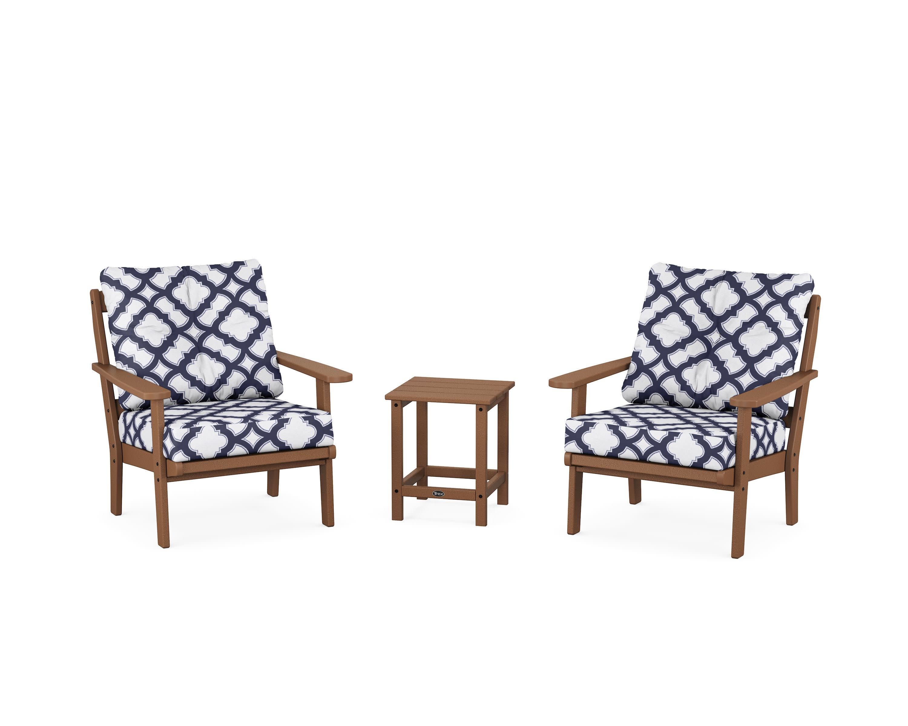 Cape Cod 3-Piece Deep Seating Set in Tree House / Trellis Navy