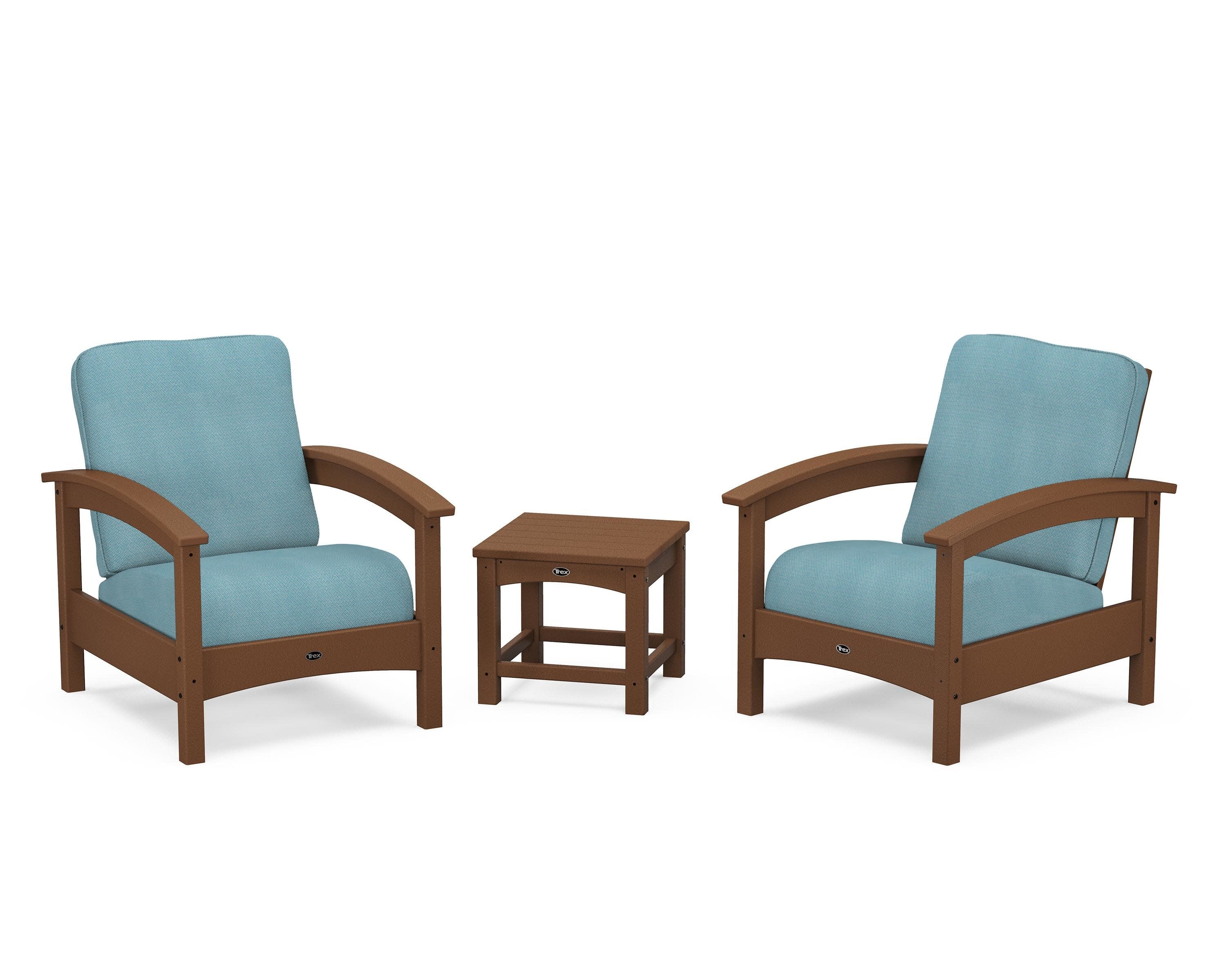 Rockport Club 3-Piece Deep Seating Conversation Set in Tree House / Lattice Sky Blue