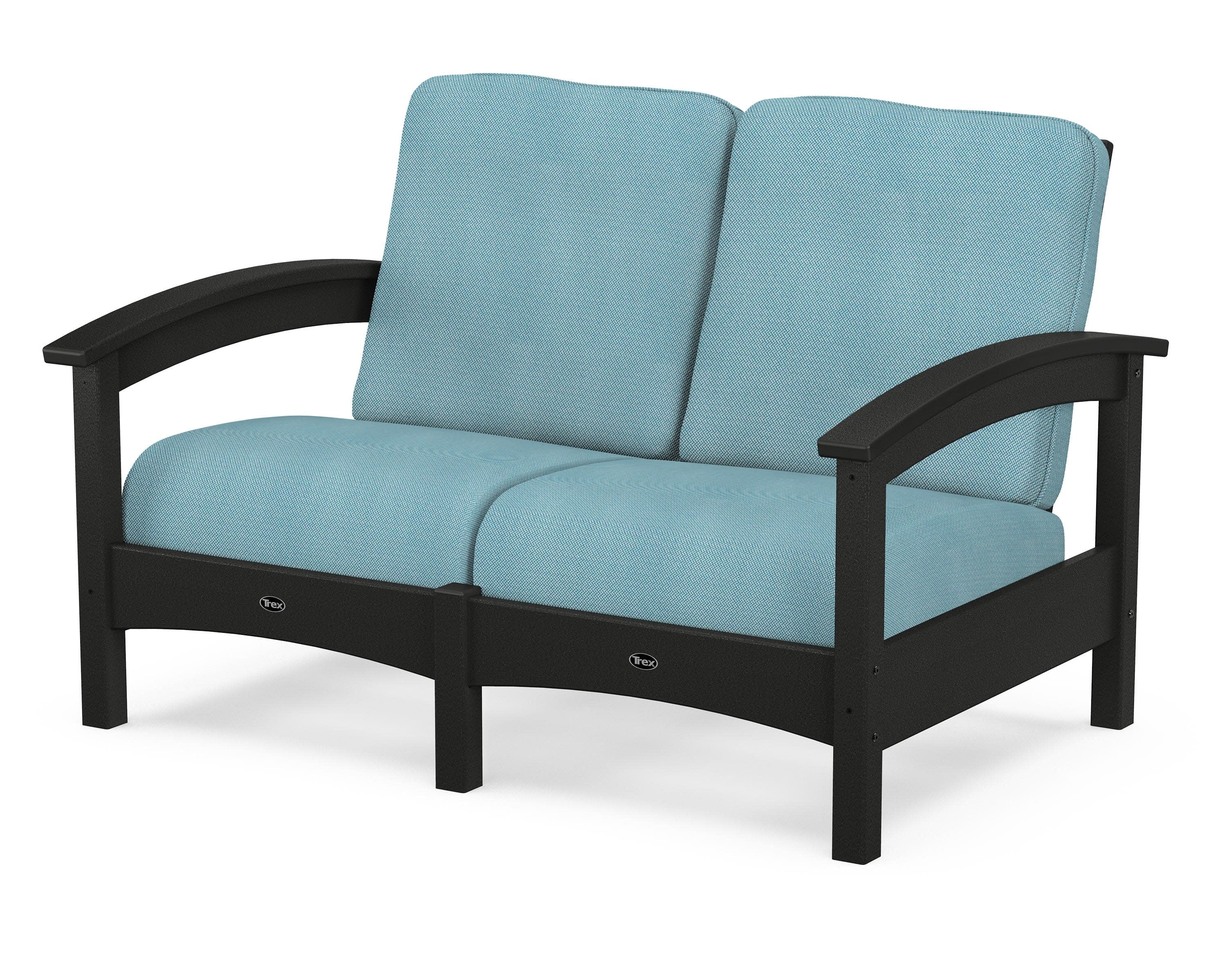 Rockport Club Loveseat in Charcoal Black / Lattice Sky Blue