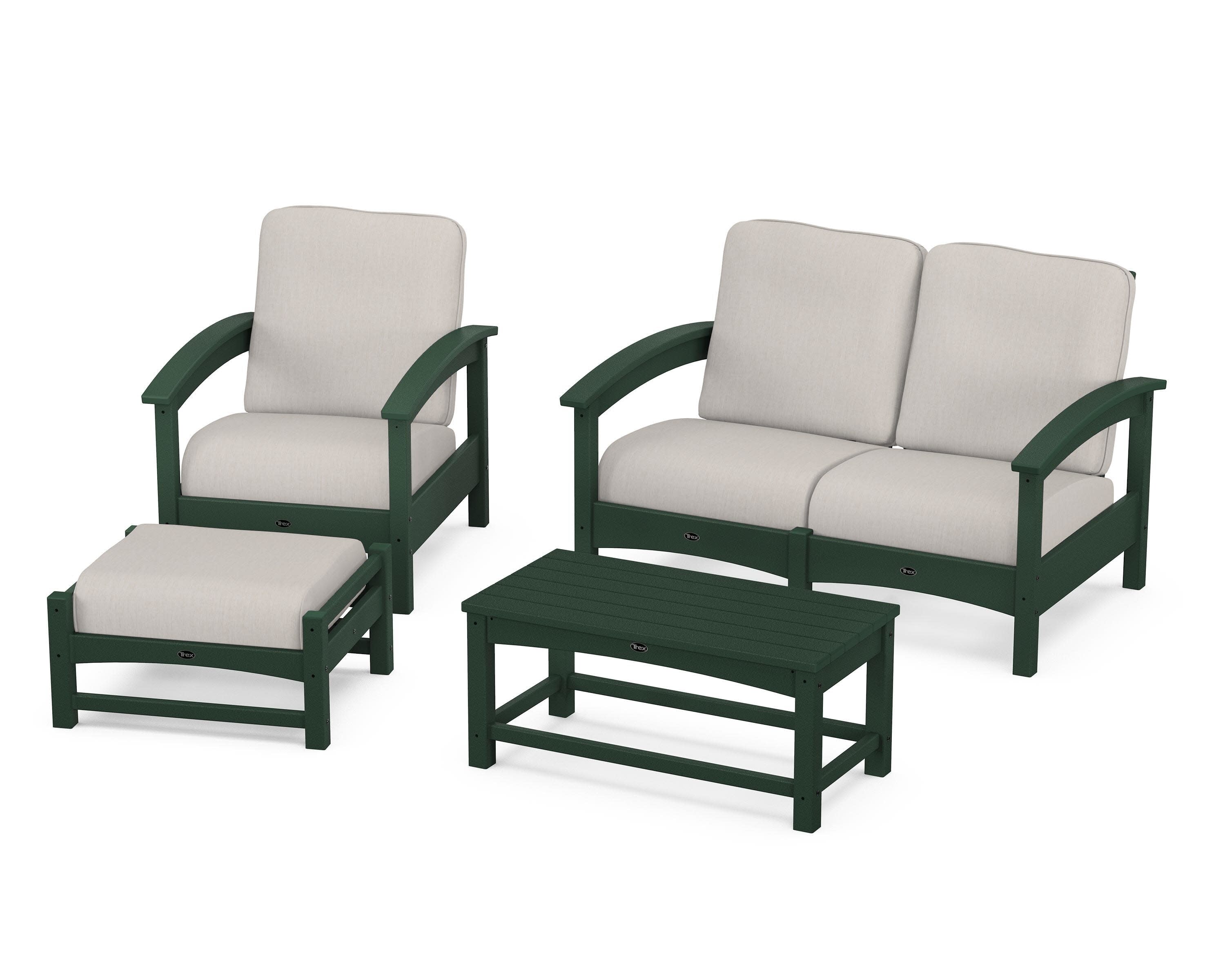 Rockport 4-Piece Deep Seating Conversation Group in Rainforest Canopy / Cast Ash