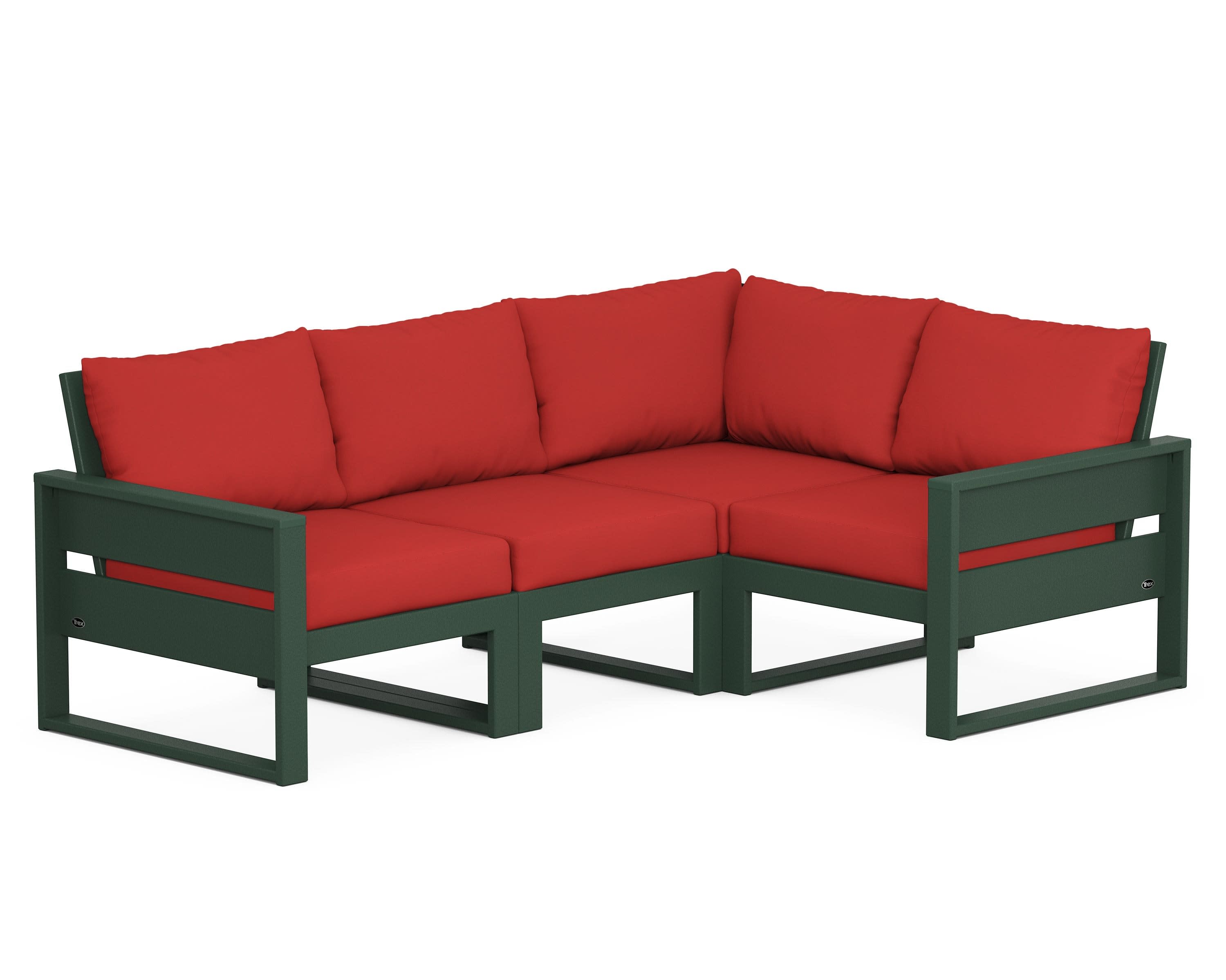 Eastport 4- Piece Sectional in Rainforest Canopy / Crimson Linen