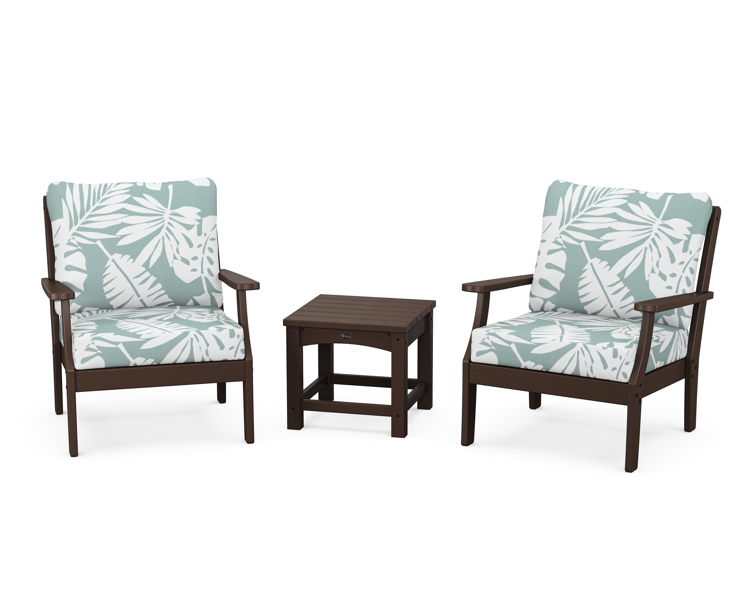 Yacht Club 3-Piece Deep Seating Set in Vintage Lantern / Leaf Glacier Spa