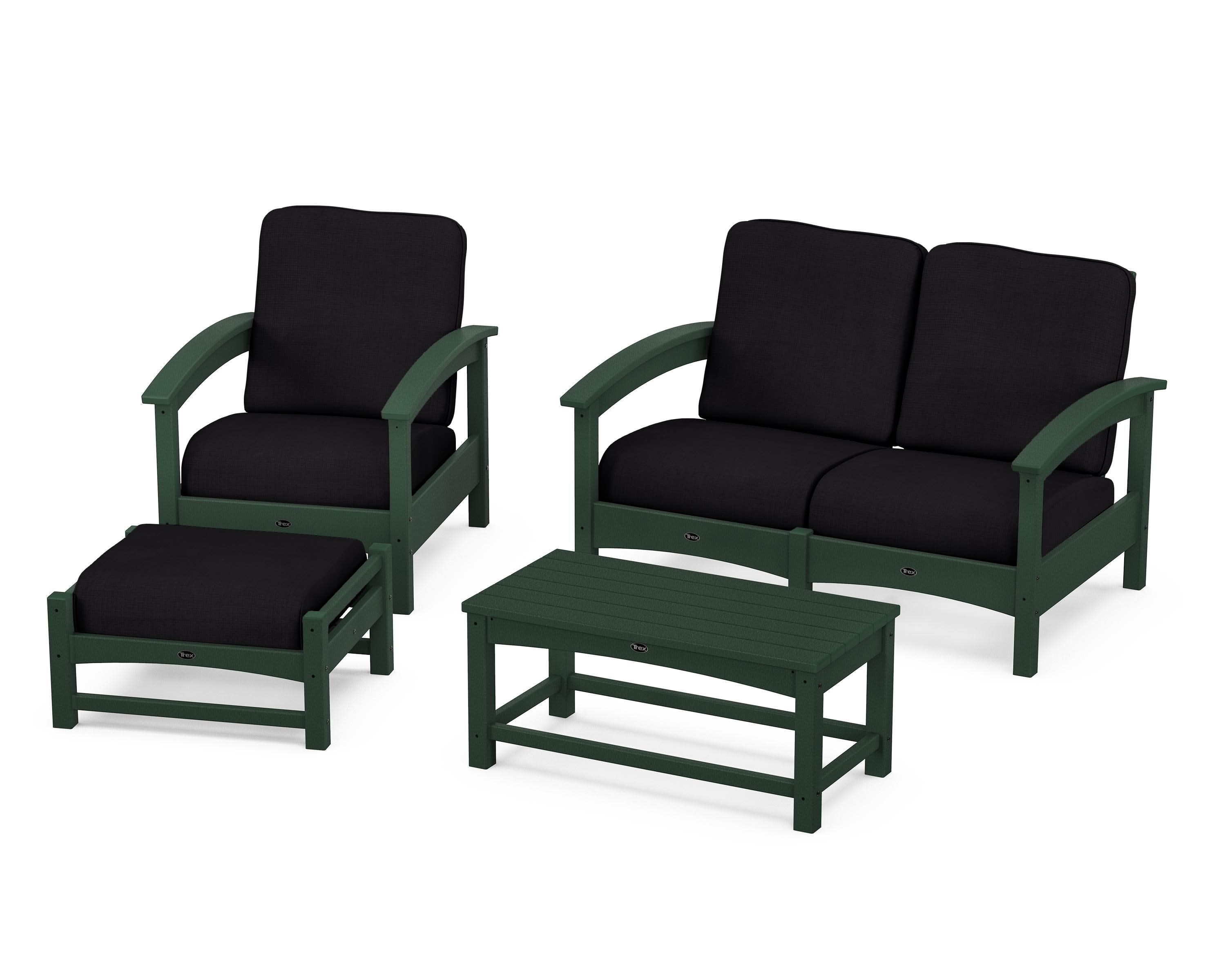 Rockport 4-Piece Deep Seating Conversation Group in Rainforest Canopy / Midnight Linen
