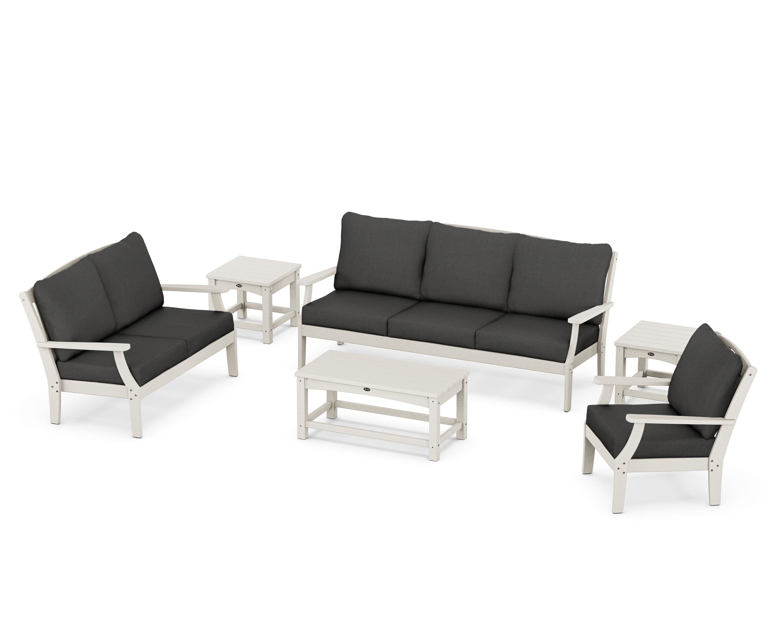 Yacht Club 6-Piece Deep Seating Set in Sand Castle / Spectrum Carbon