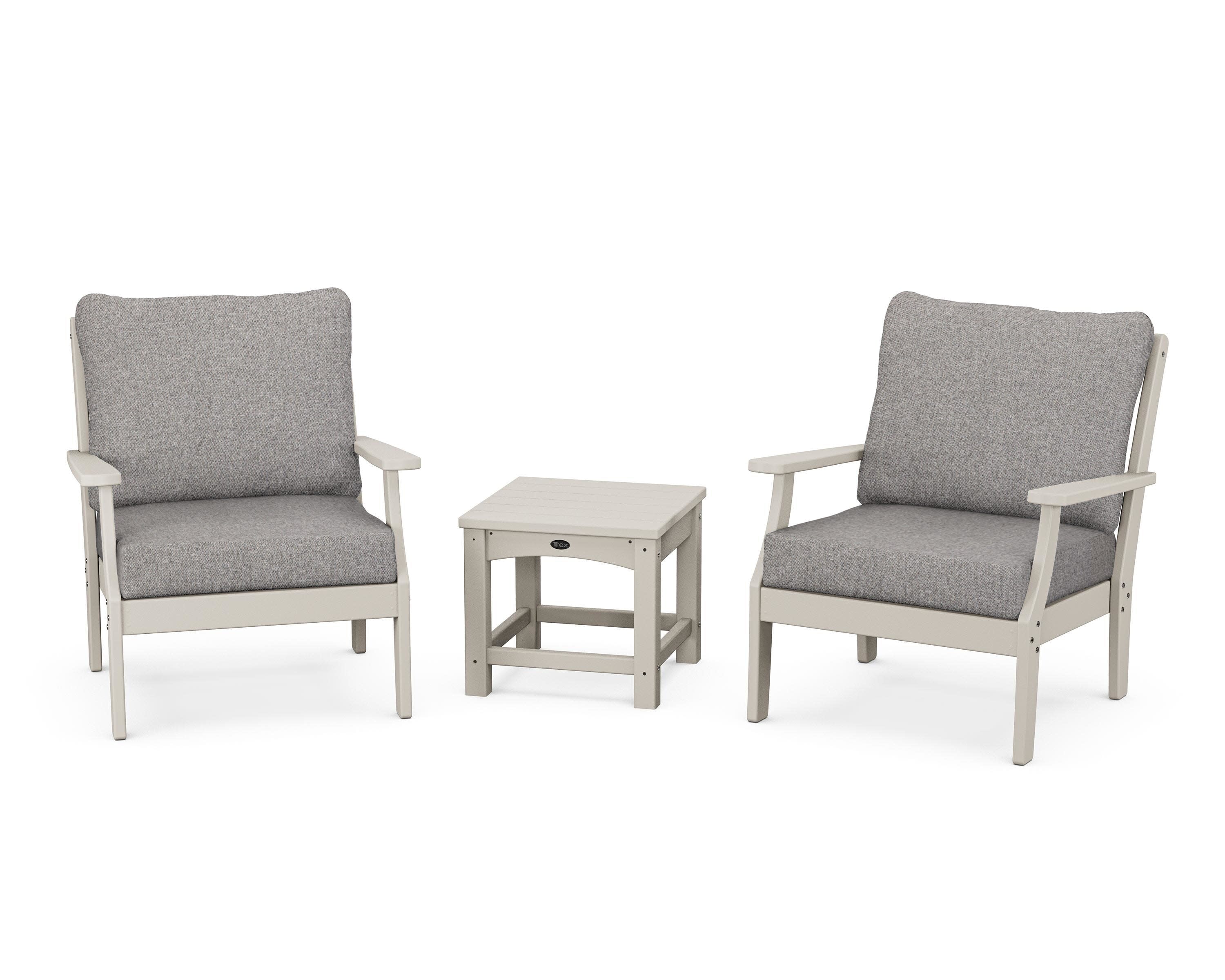 Yacht Club 3-Piece Deep Seating Set in Sand Castle / Grey Mist