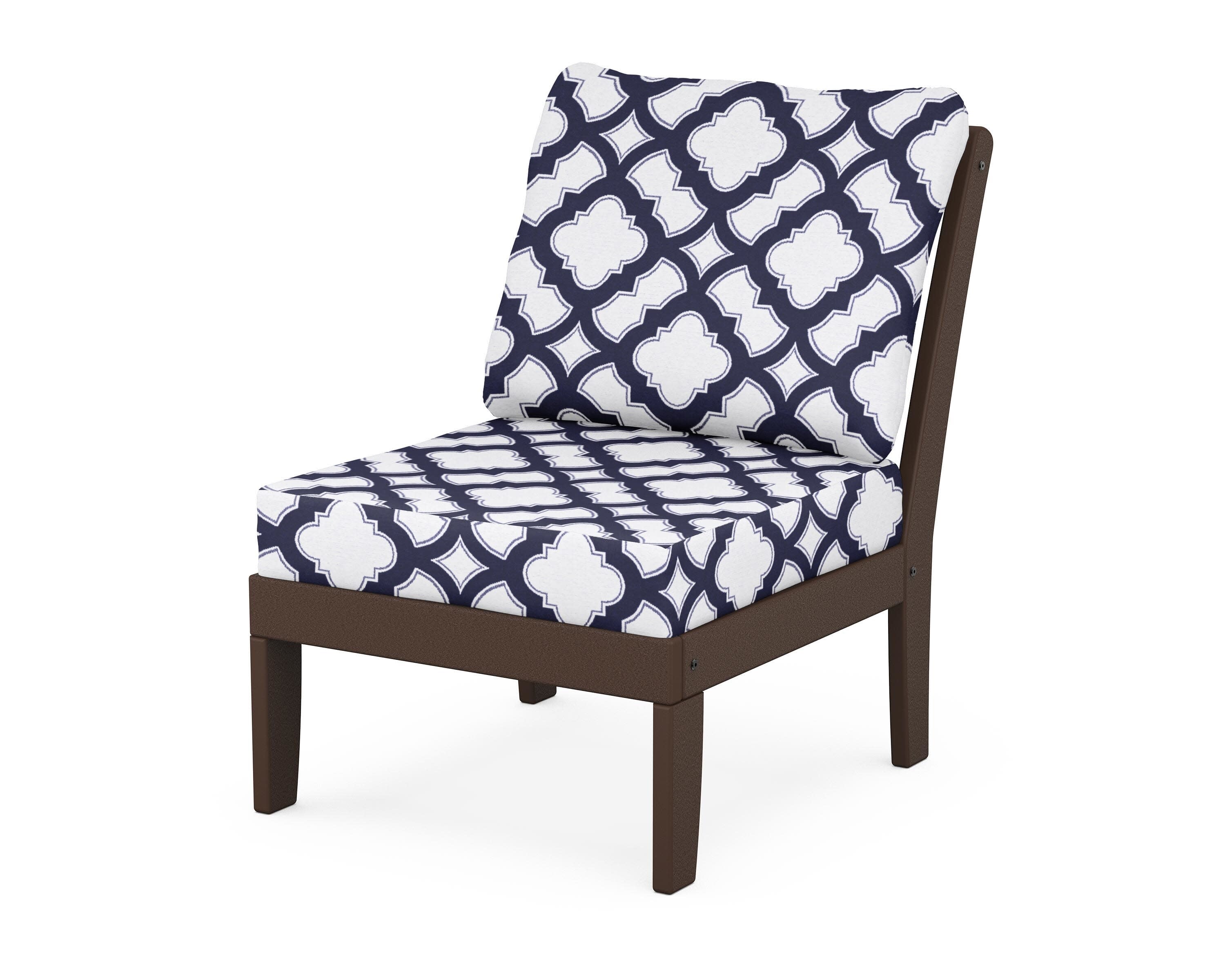 Yacht Club Modular Armless Chair in Vintage Lantern / Trellis Navy