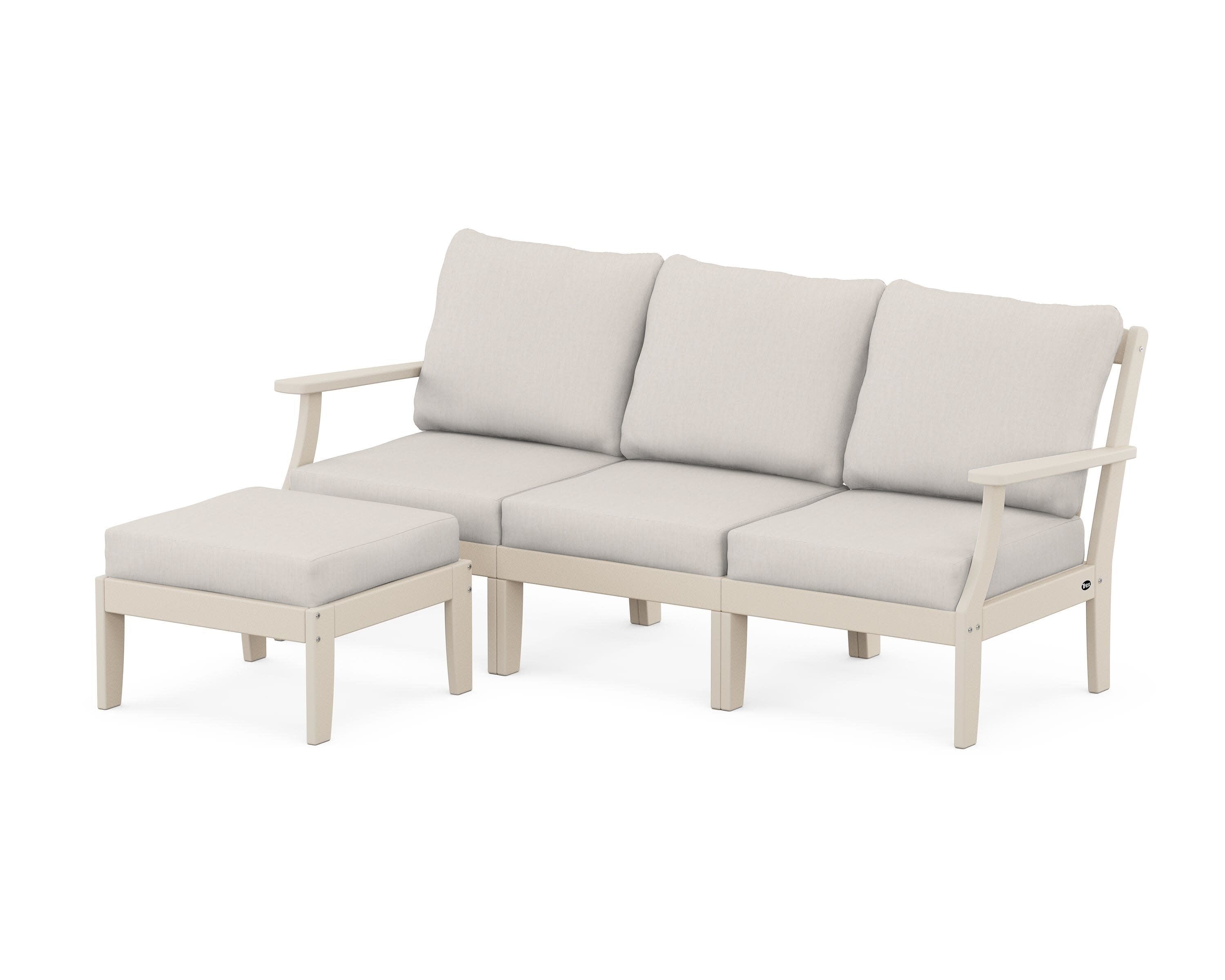 Yacht Club Modular 4-Piece Deep Seating Set with Ottoman in Sand Castle / Cast Ash