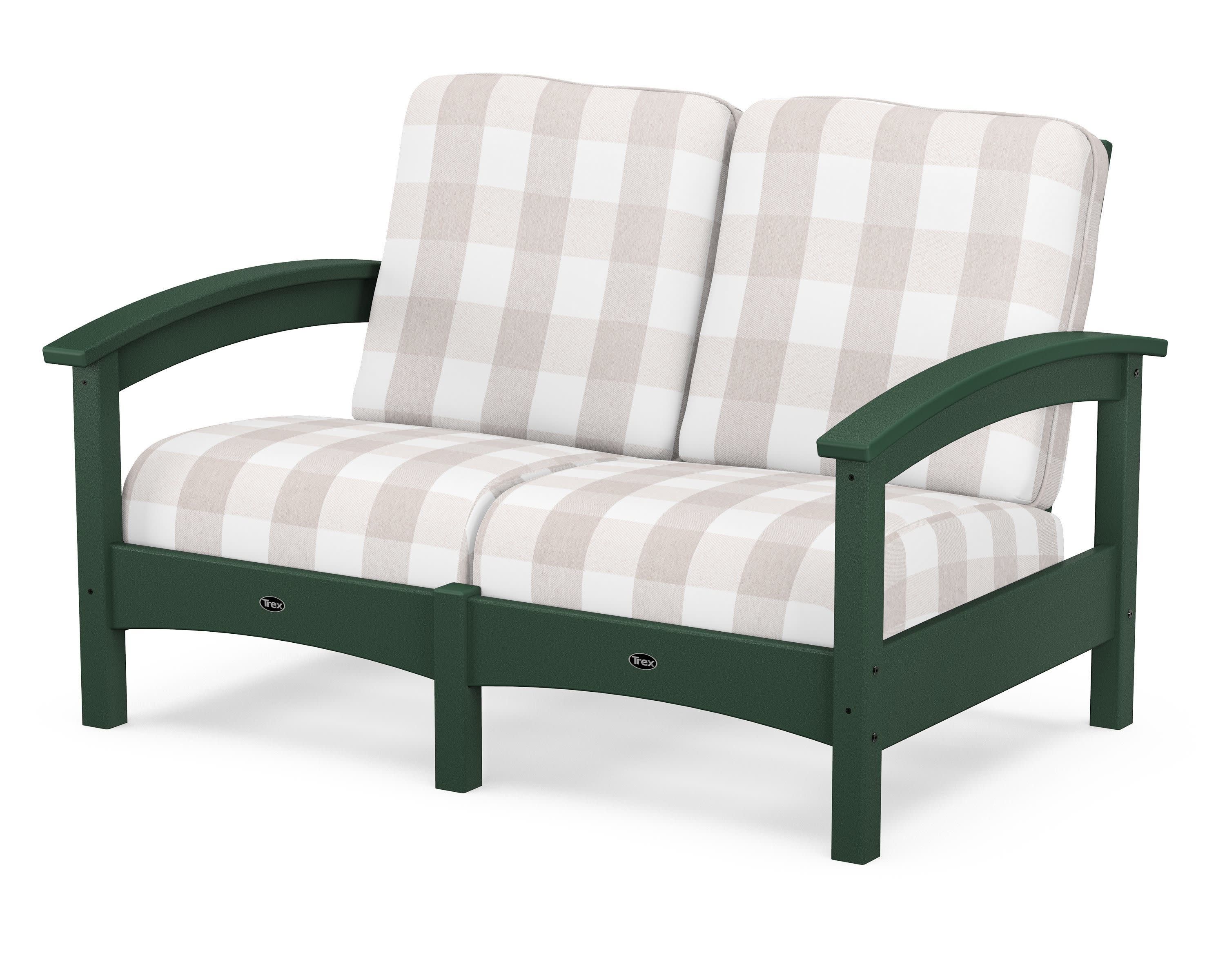 Rockport Club Loveseat in Rainforest Canopy / Buffalo Plaid Dune Burlap