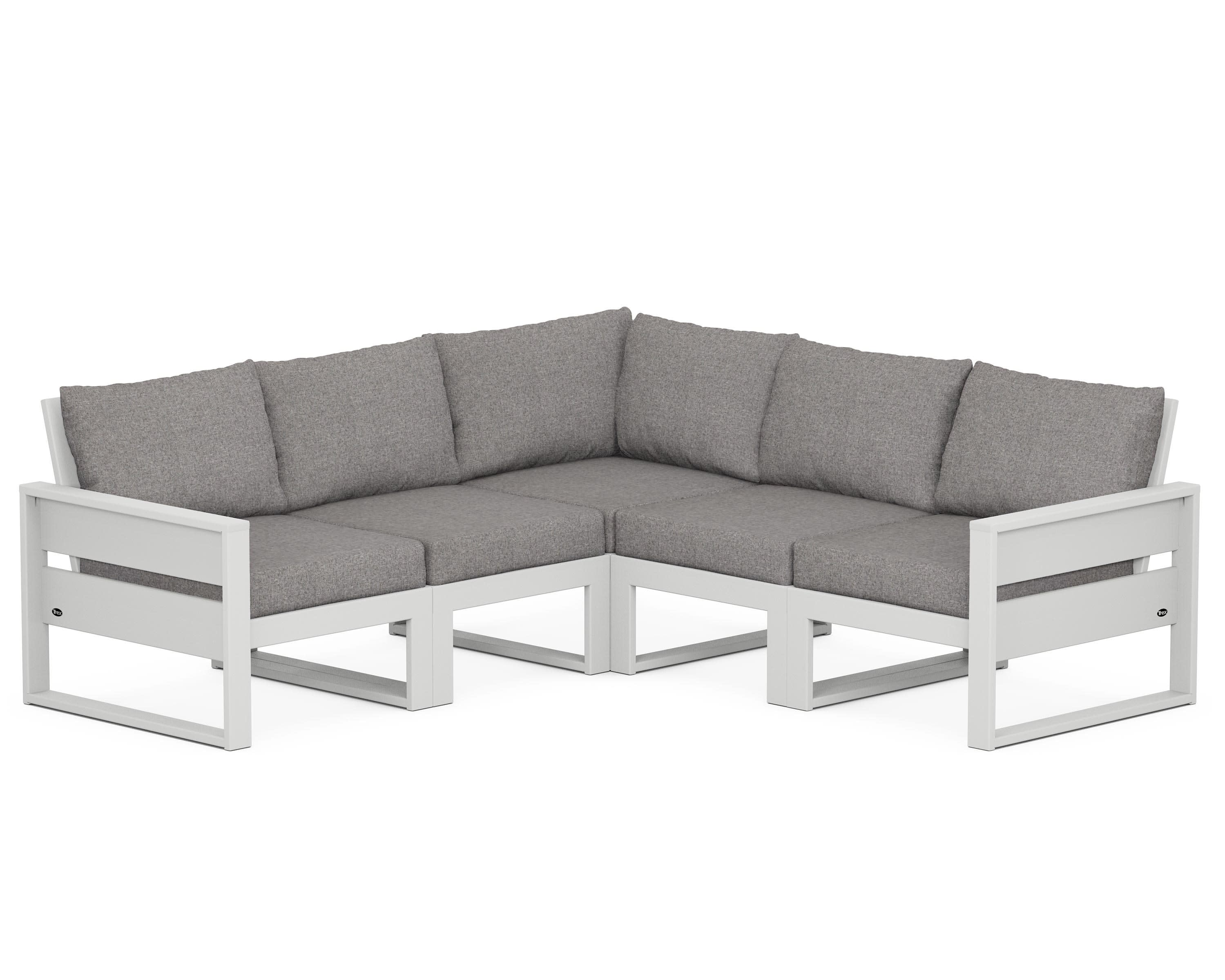 Eastport 5-Piece Sectional in Classic White / Grey Mist