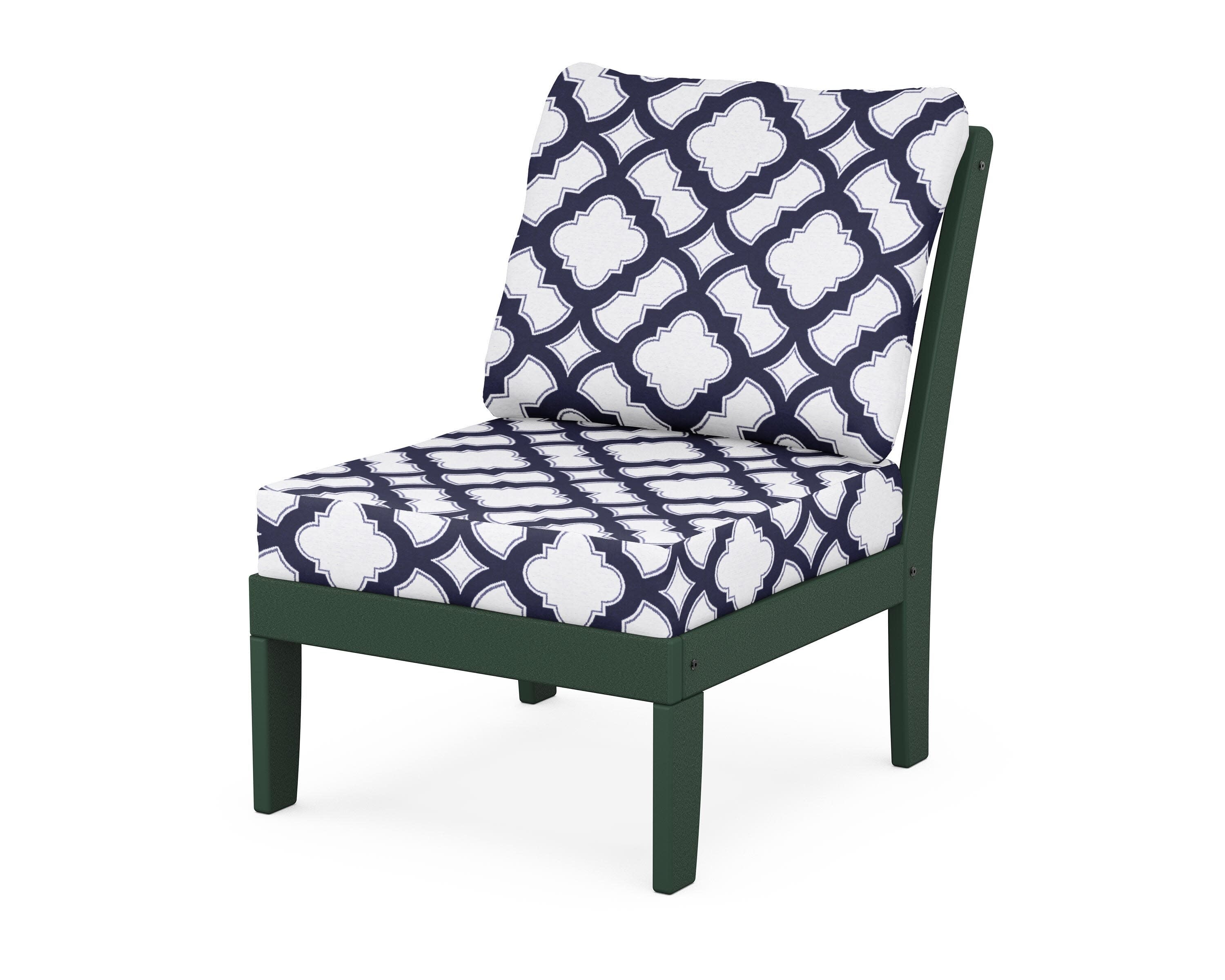 Yacht Club Modular Armless Chair in Rainforest Canopy / Trellis Navy