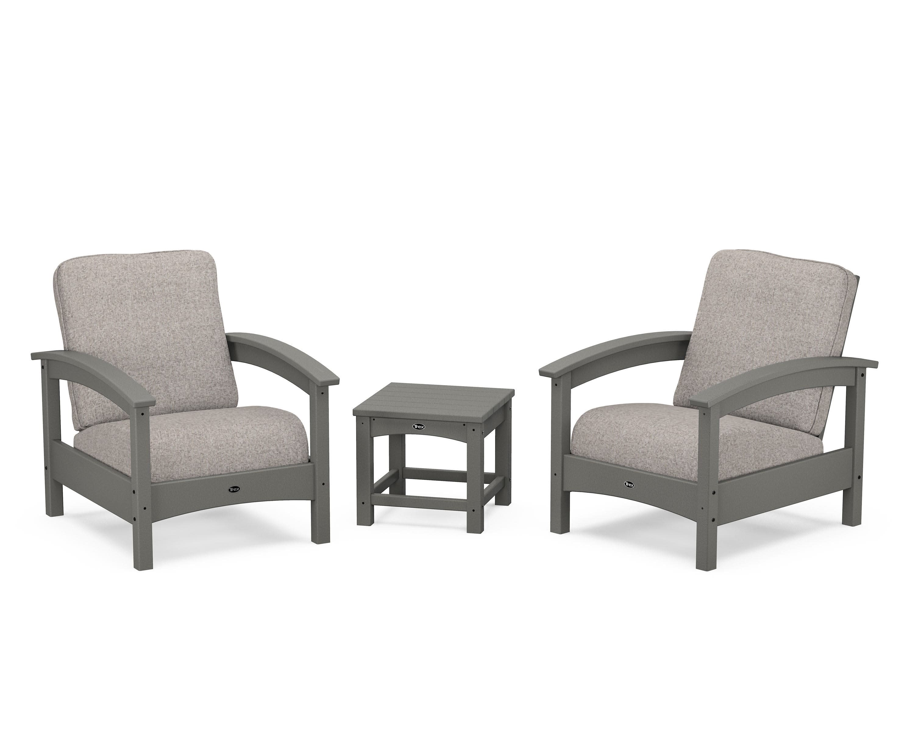 Rockport Club 3-Piece Deep Seating Conversation Set in Stepping Stone / Weathered Tweed