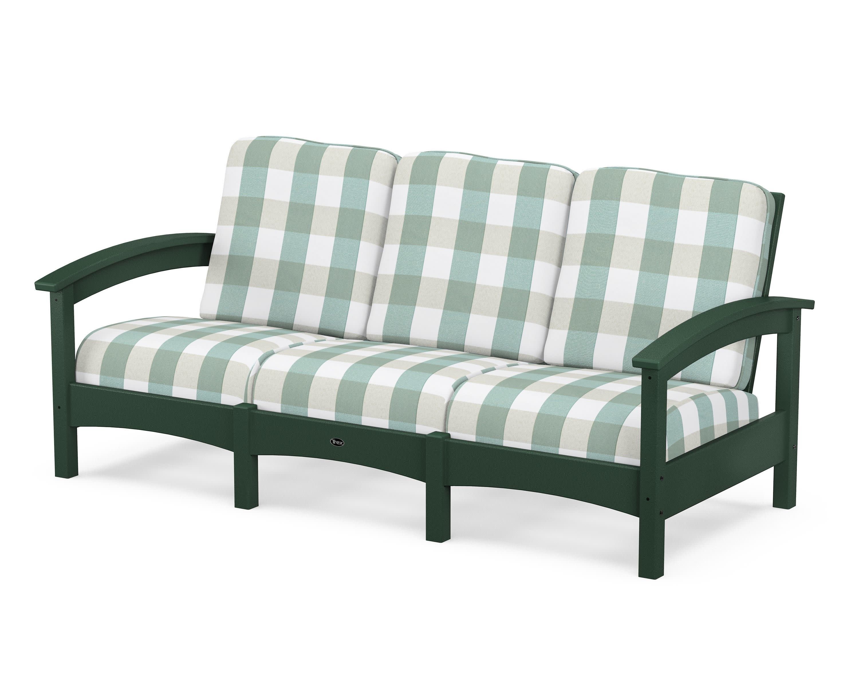 Rockport Club Sofa in Rainforest Canopy / Buffalo Plaid Glacier Spa