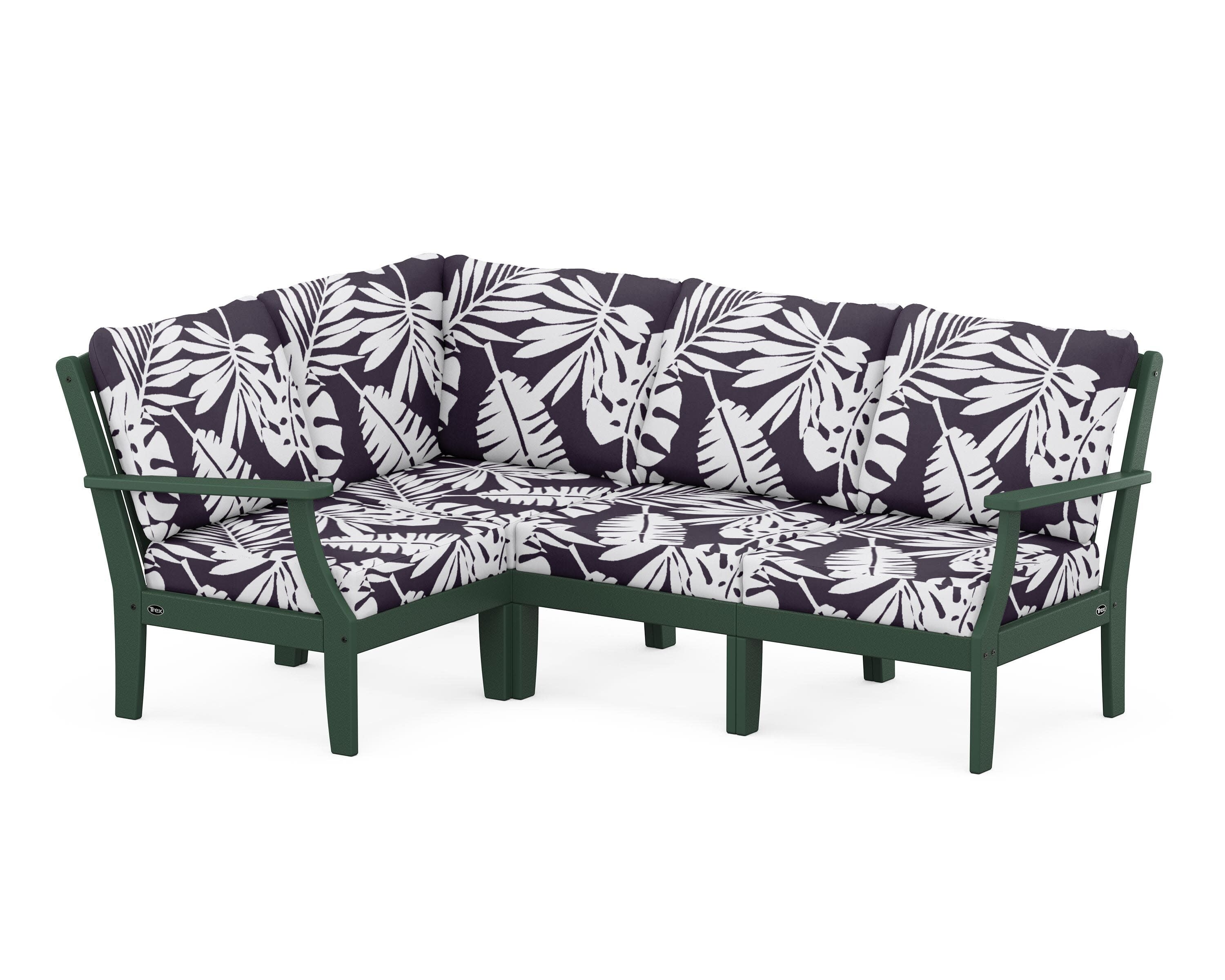 Yacht Club Modular 4-Piece Deep Seating Set in Rainforest Canopy / Leaf Navy