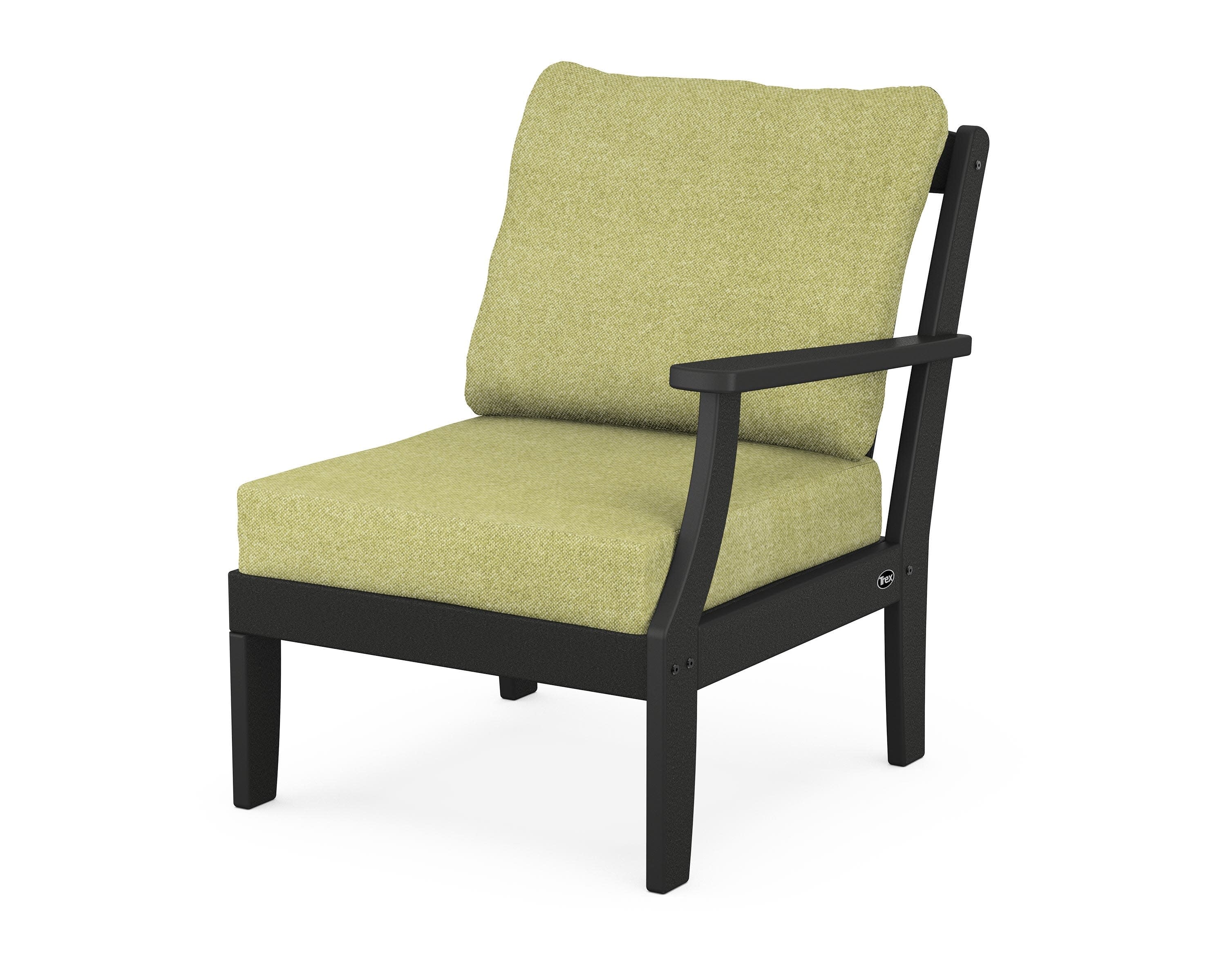 Yacht Club Modular Right Arm Chair in Charcoal Black / Chartreuse Boucle