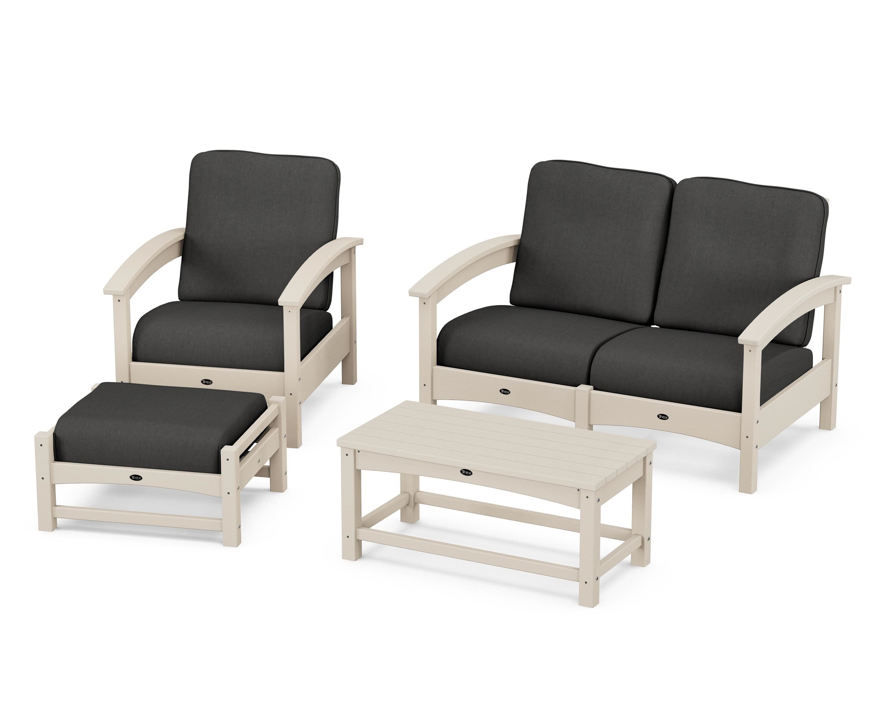 Rockport 4-Piece Deep Seating Conversation Group in Sand Castle / Spectrum Carbon