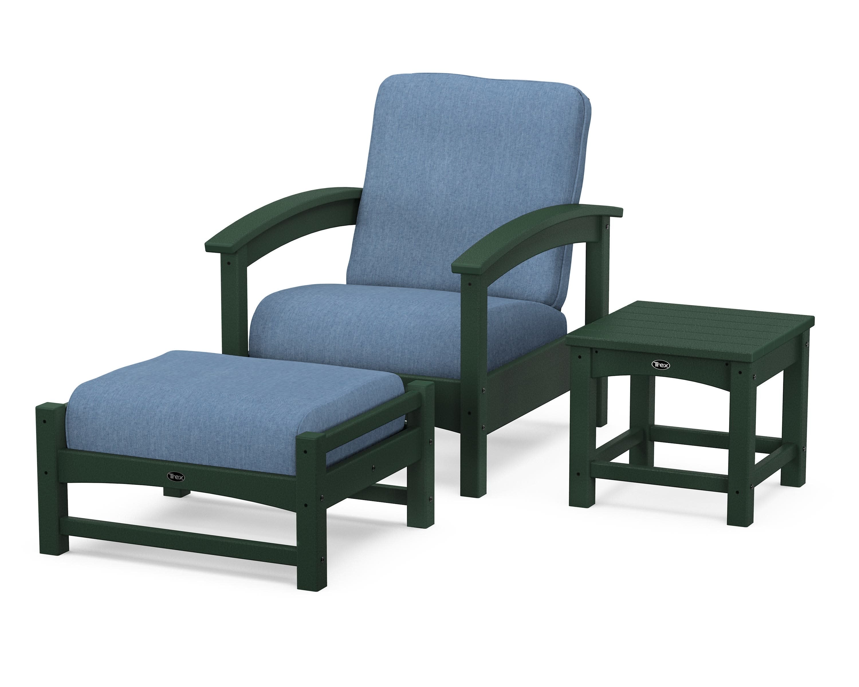 Rockport 3-Piece Deep Seating Set in Rainforest Canopy / Sky Blue