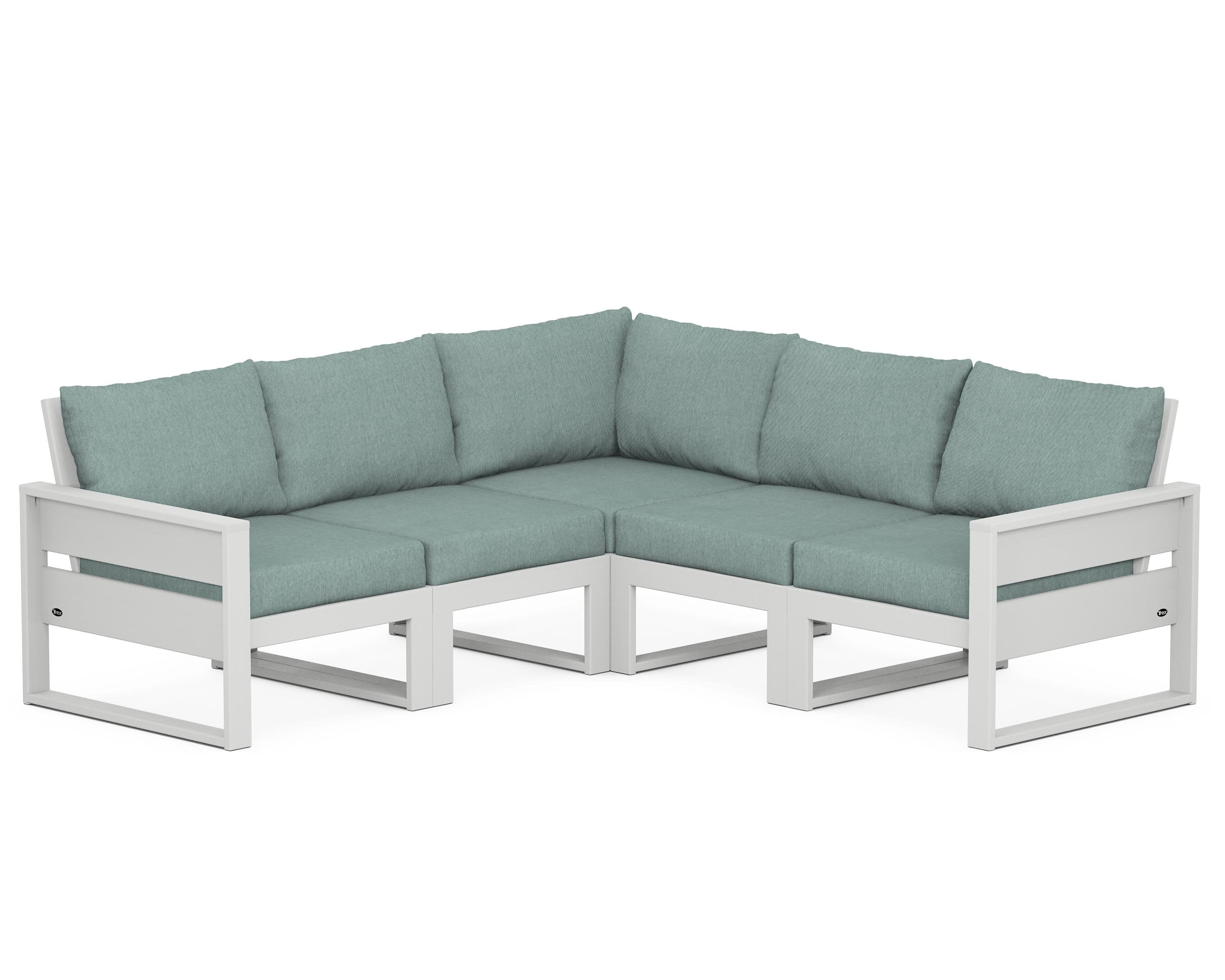 Eastport 5-Piece Sectional in Classic White / Glacier Spa