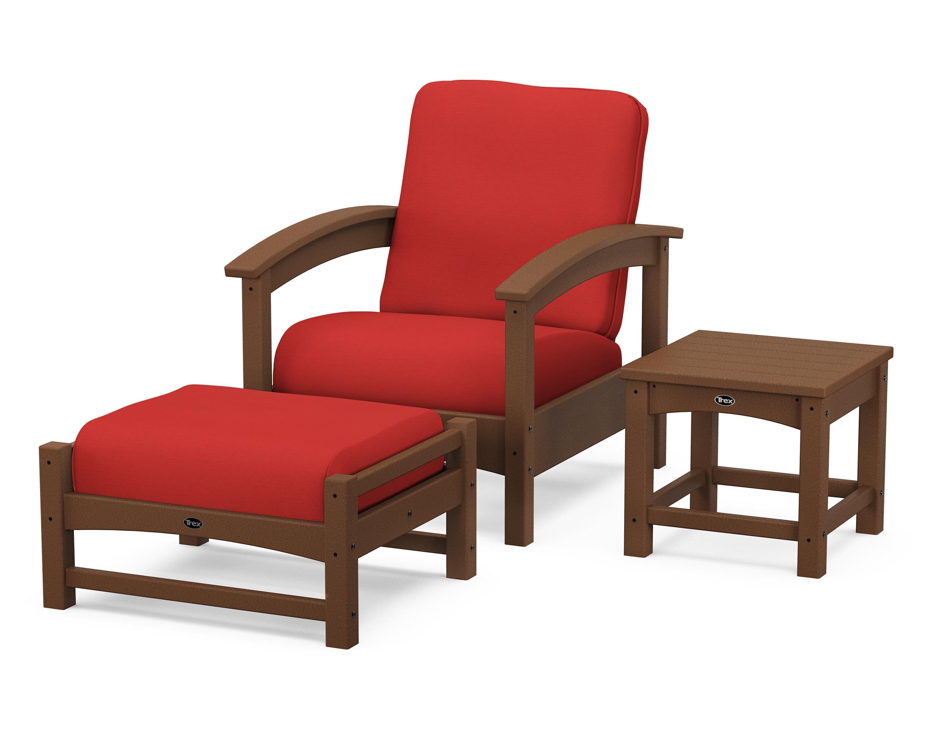 Rockport 3-Piece Deep Seating Set in Tree House / Crimson Linen