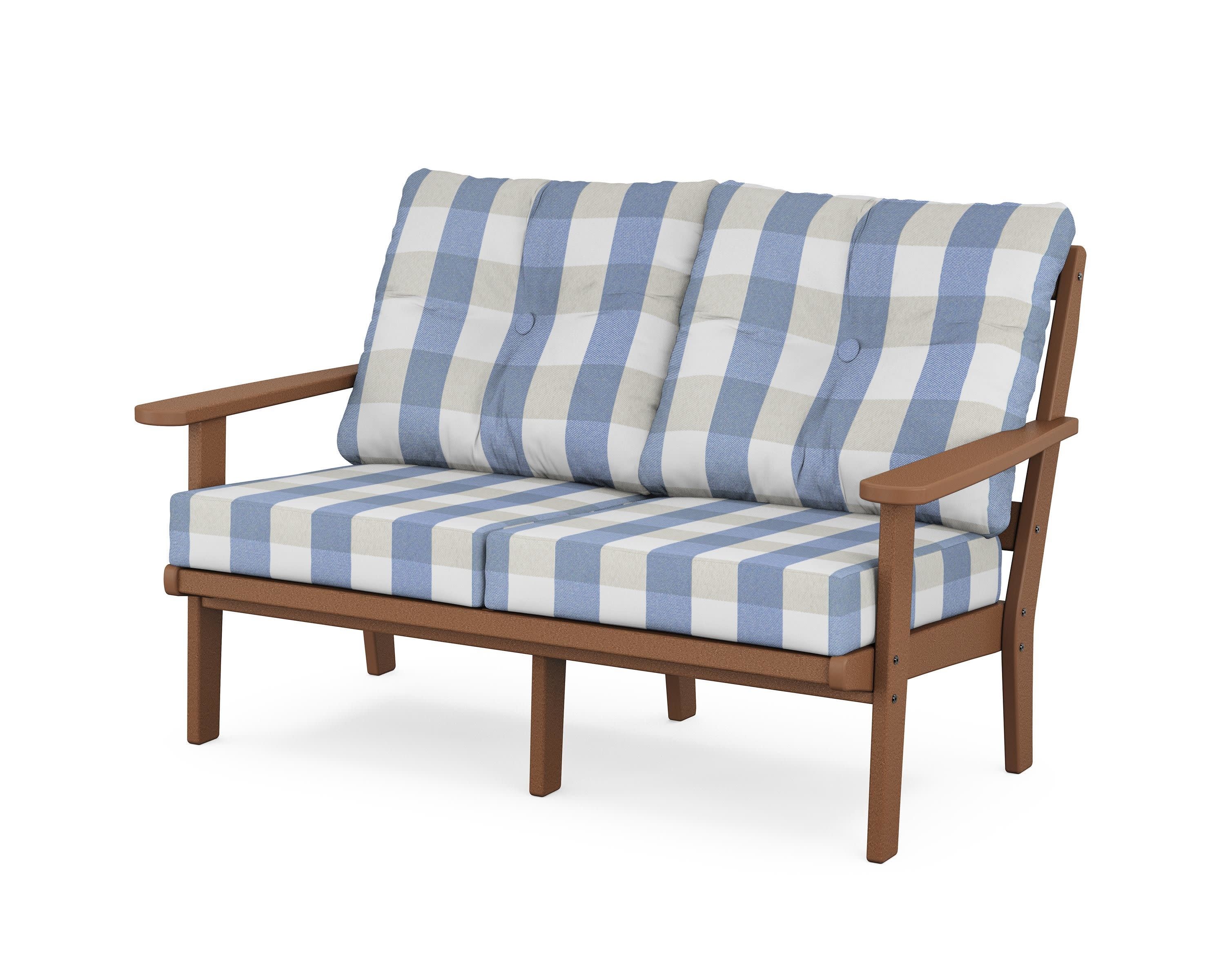 Cape Cod Deep Seating Loveseat in Tree House / Buffalo Plaid Sky Blue
