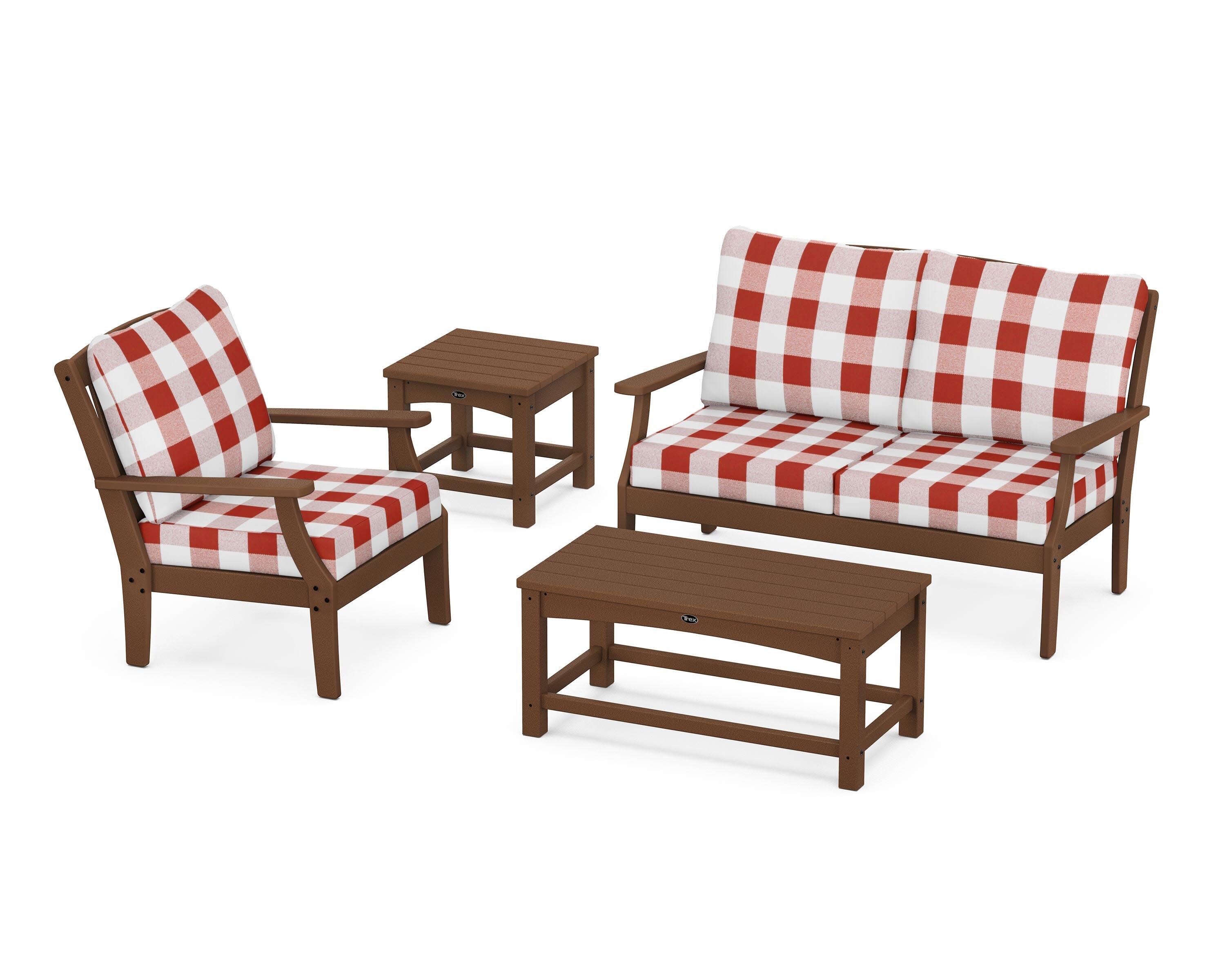 Yacht Club 4-Piece Deep Seating Set in Tree House / Buffalo Plaid Crimson