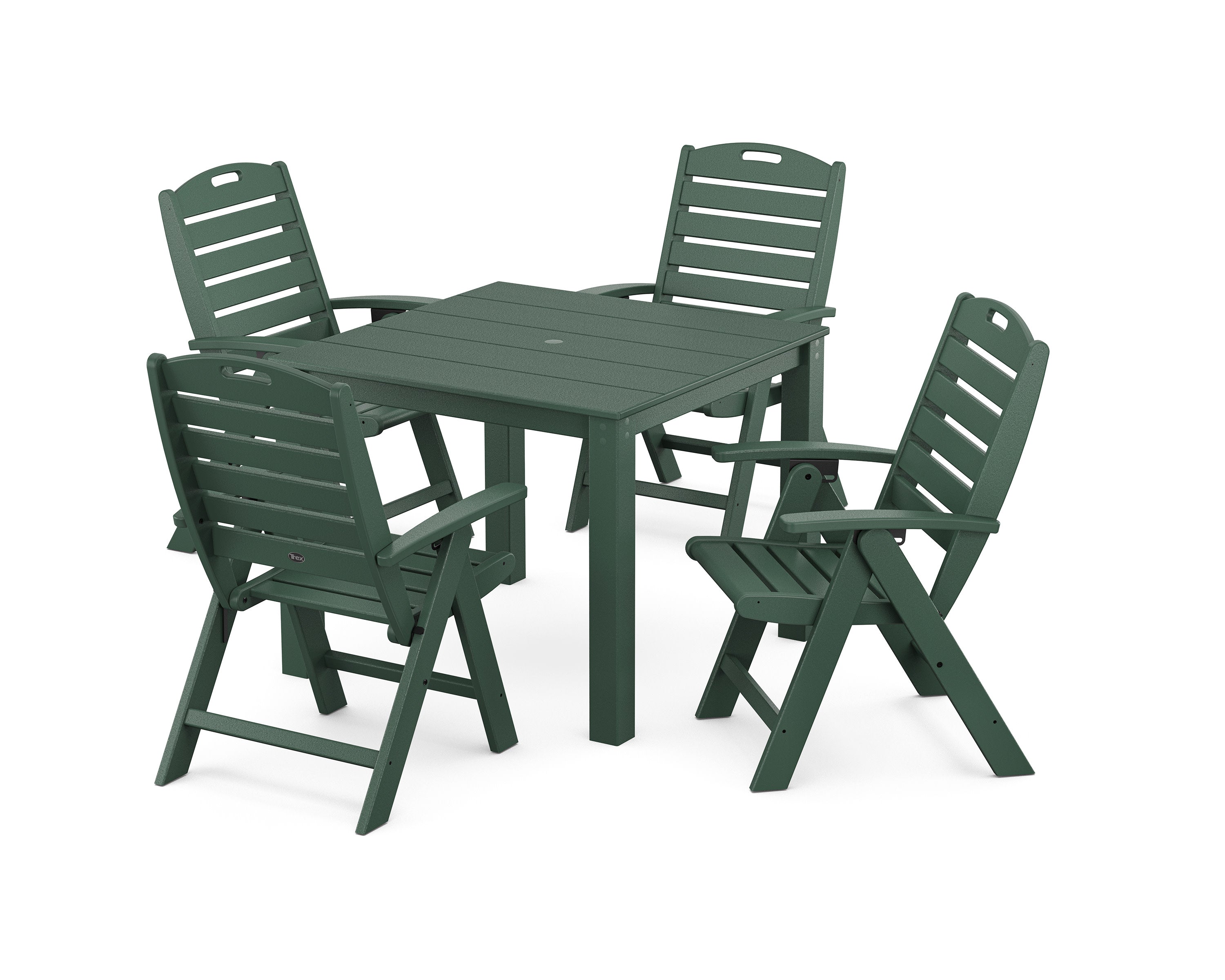 Yacht Club Highback Chair 5-Piece Parsons Dining Set in Rainforest Canopy