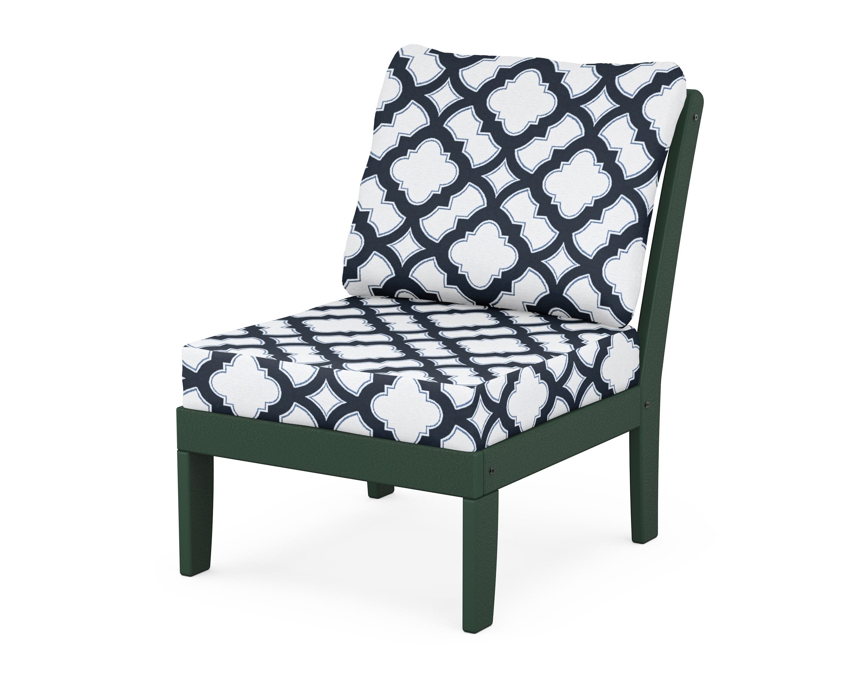 Yacht Club Modular Armless Chair in Rainforest Canopy / Trellis Marine Indigo