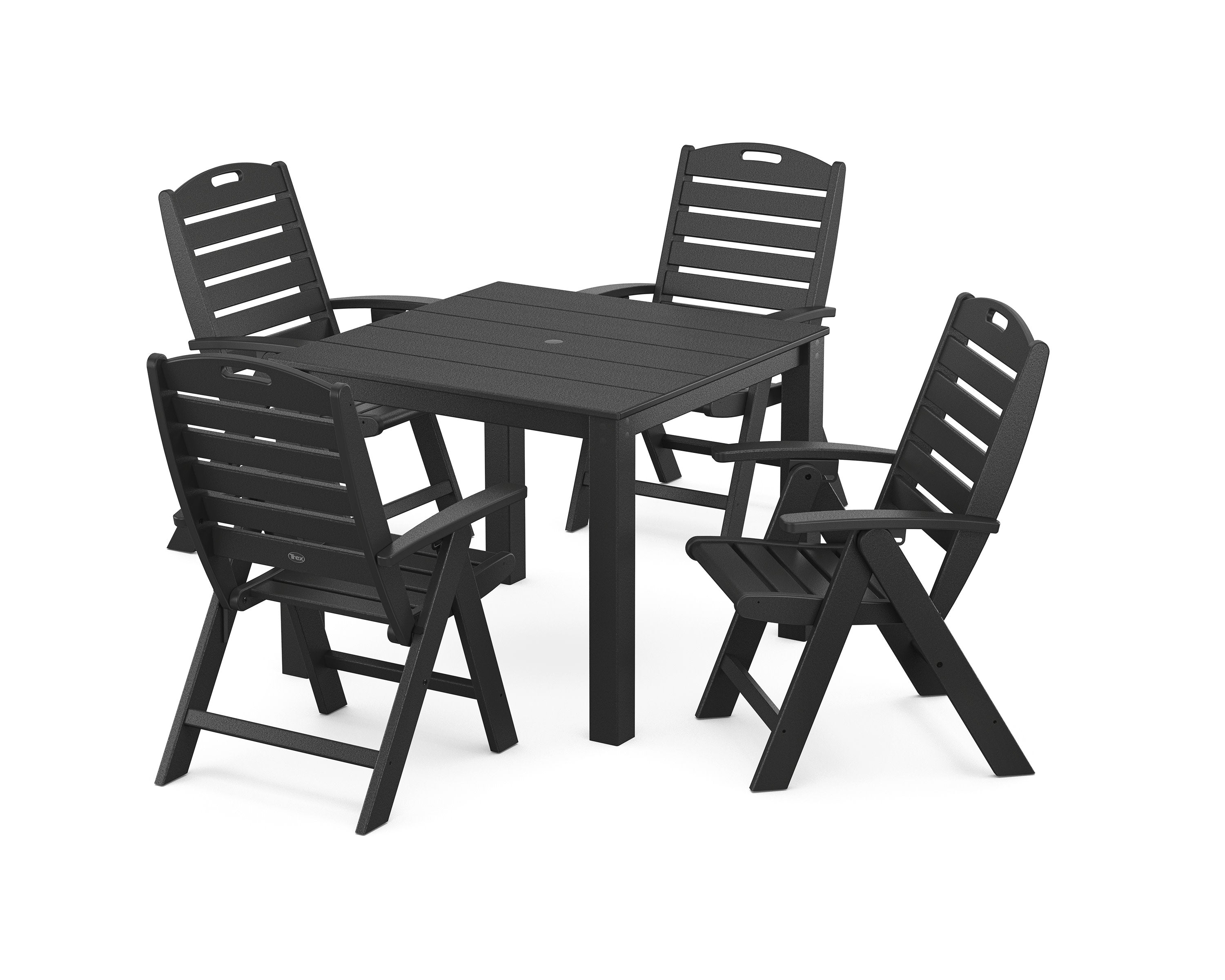 Yacht Club Highback Chair 5-Piece Parsons Dining Set in Charcoal Black