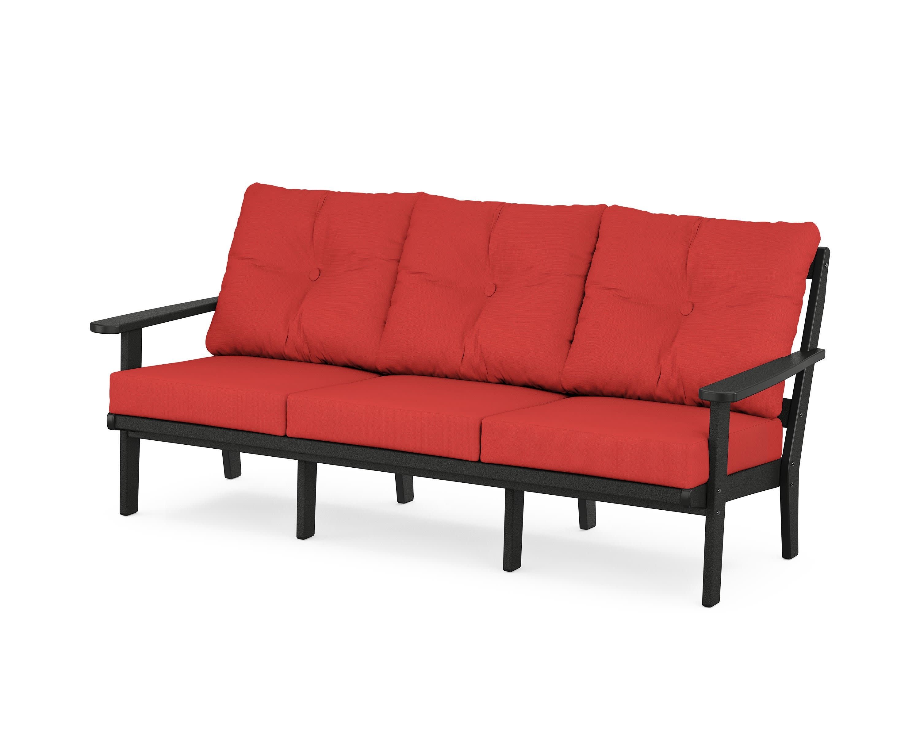 Cape Cod Deep Seating Sofa in Charcoal Black / Crimson Linen