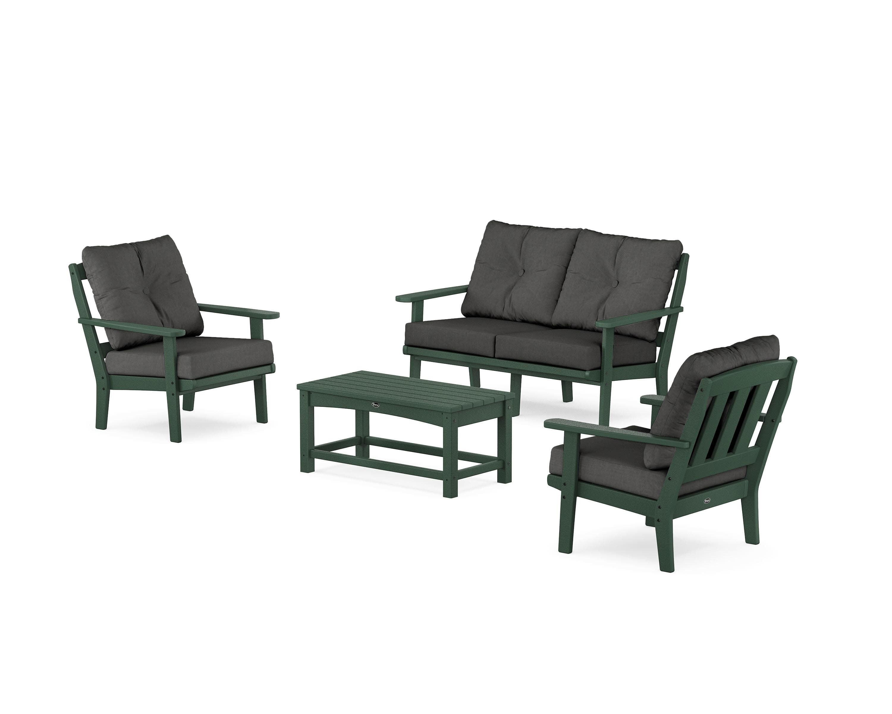 Cape Cod 4-Piece Deep Seating Set with Loveseat in Rainforest Canopy / Spectrum Carbon