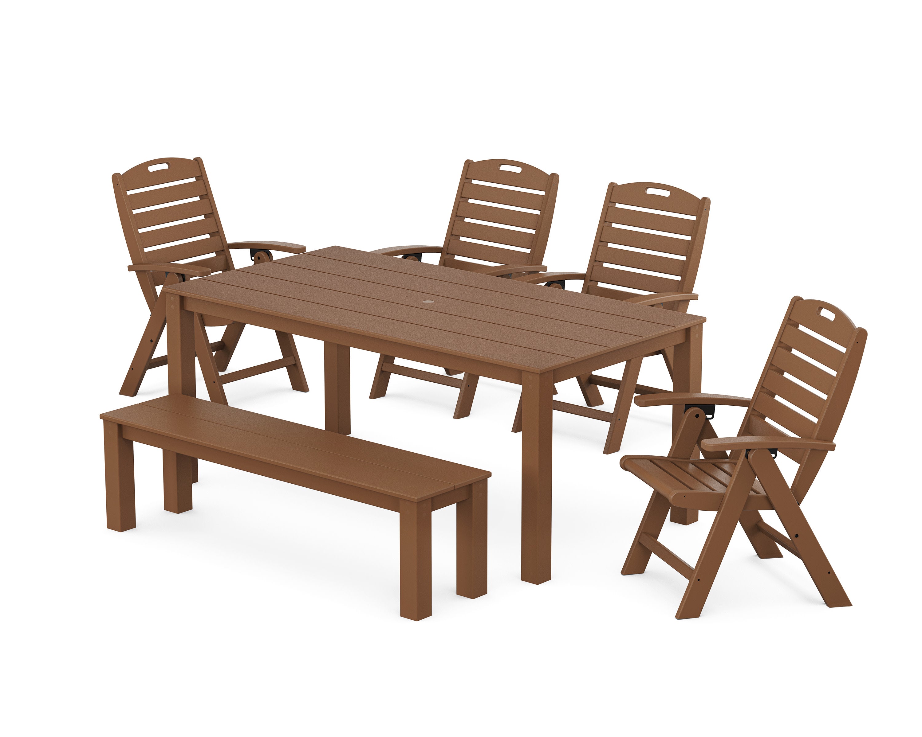 Yacht Club Highback Chair 6-Piece Parsons Dining Set with Bench in Tree House