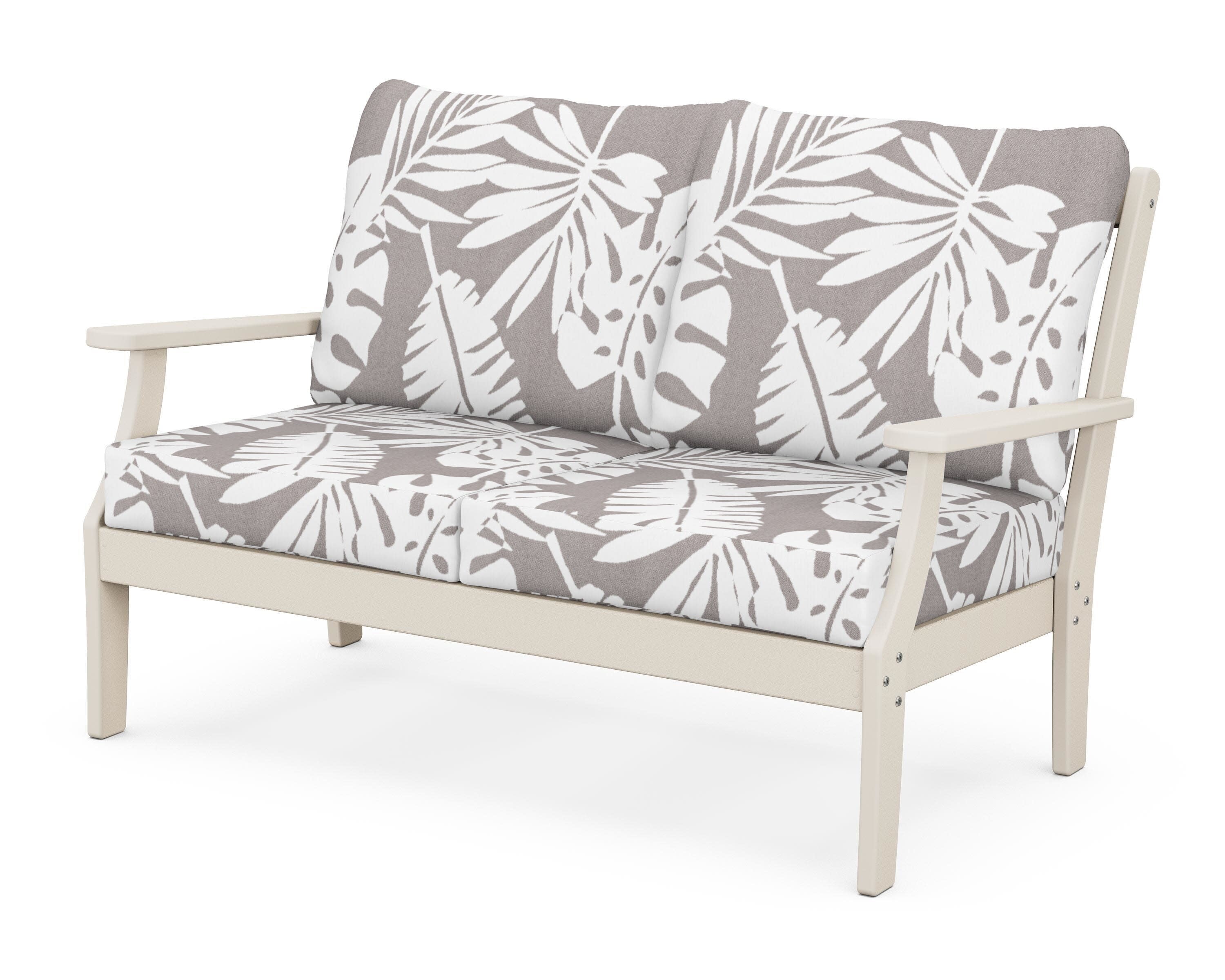 Yacht Club Deep Seating Loveseat in Sand Castle / Leaf Grey Mist