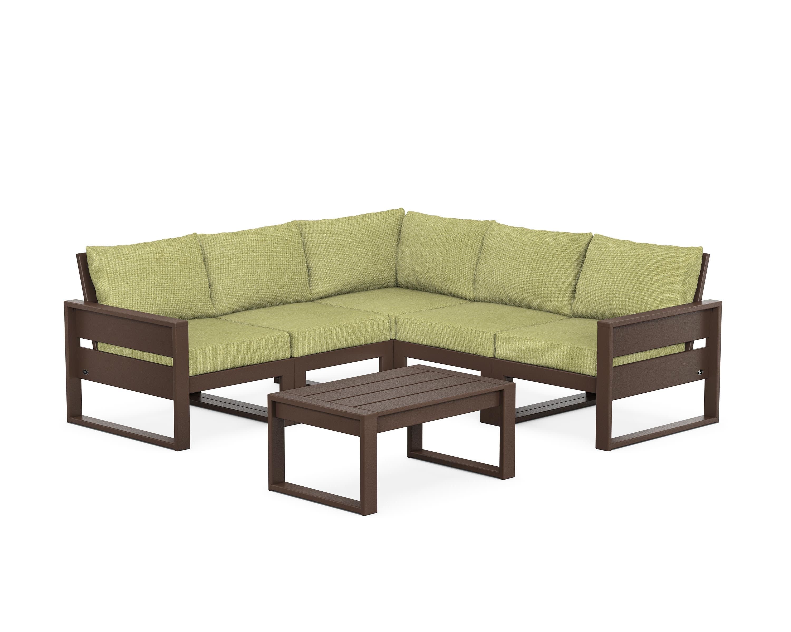 Eastport 6-Piece Deep Seating Sectional + Coffee Table Set in Vintage Lantern / Chartreuse Boucle