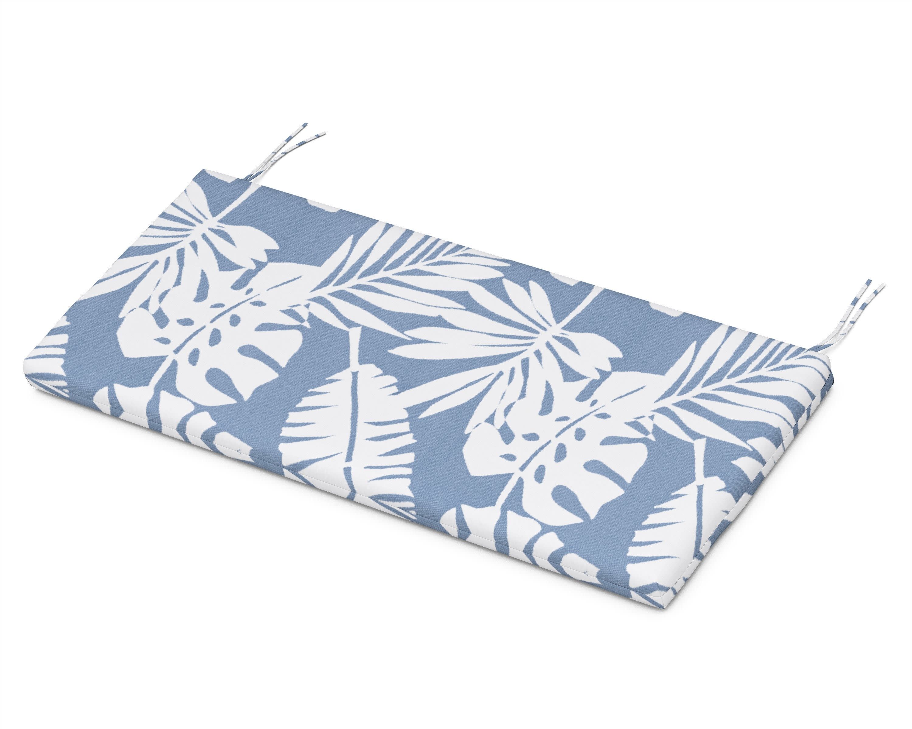 Bench Seat Cushion 17.25"D x 43.5"W x 2.5"H in Leaf Sky Blue