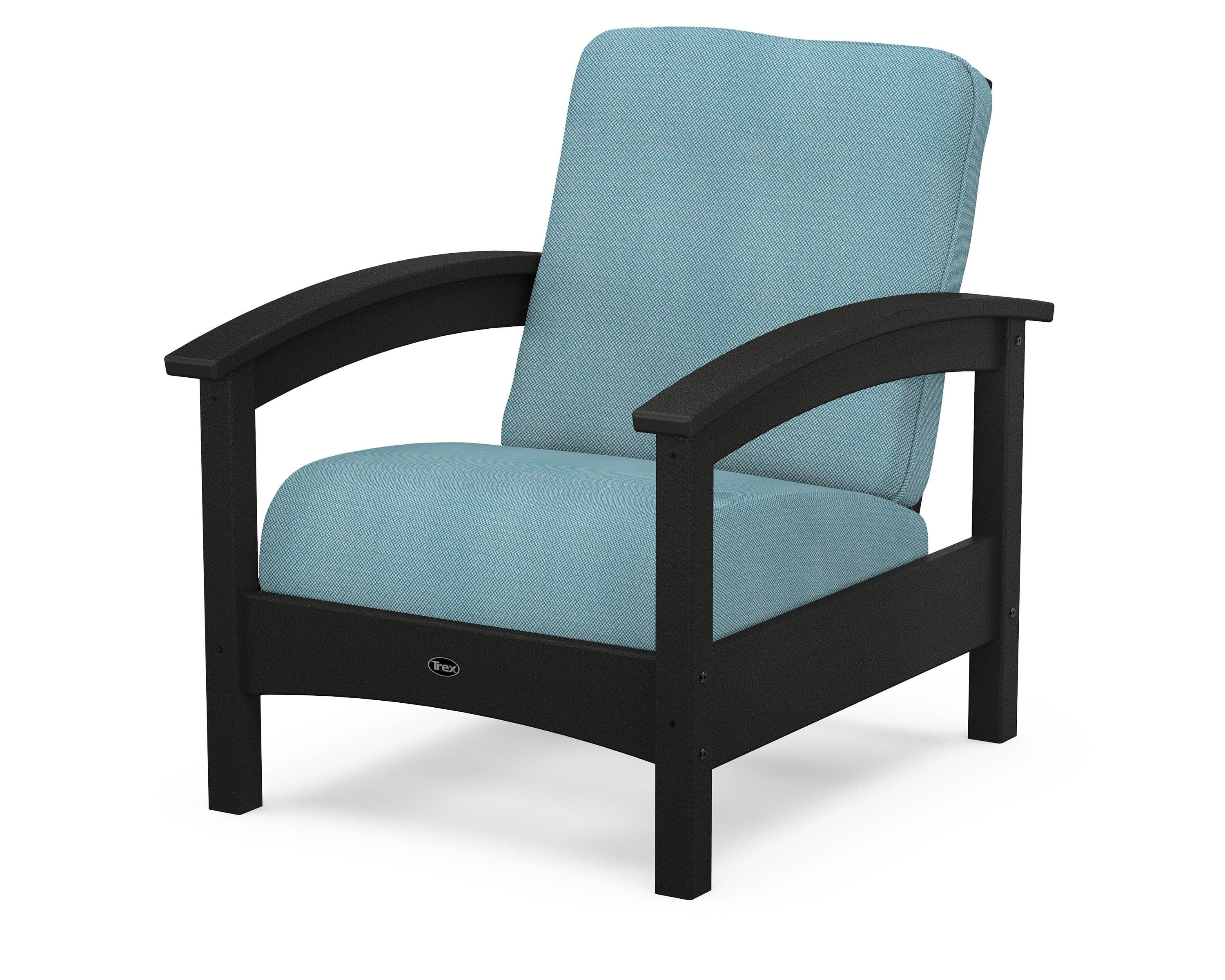 Rockport Club Chair in Charcoal Black / Lattice Sky Blue
