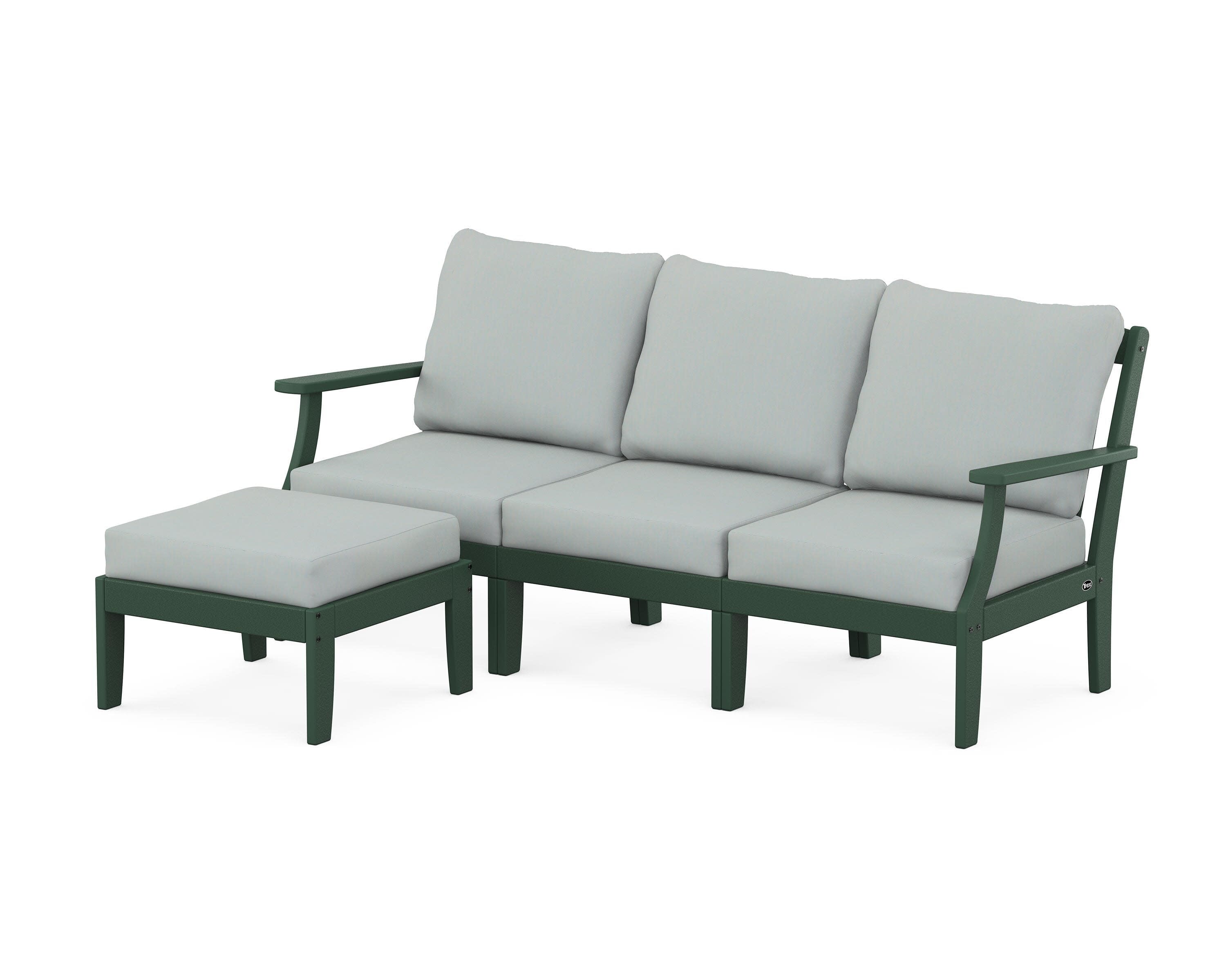 Yacht Club Modular 4-Piece Deep Seating Set with Ottoman in Rainforest Canopy / Spa