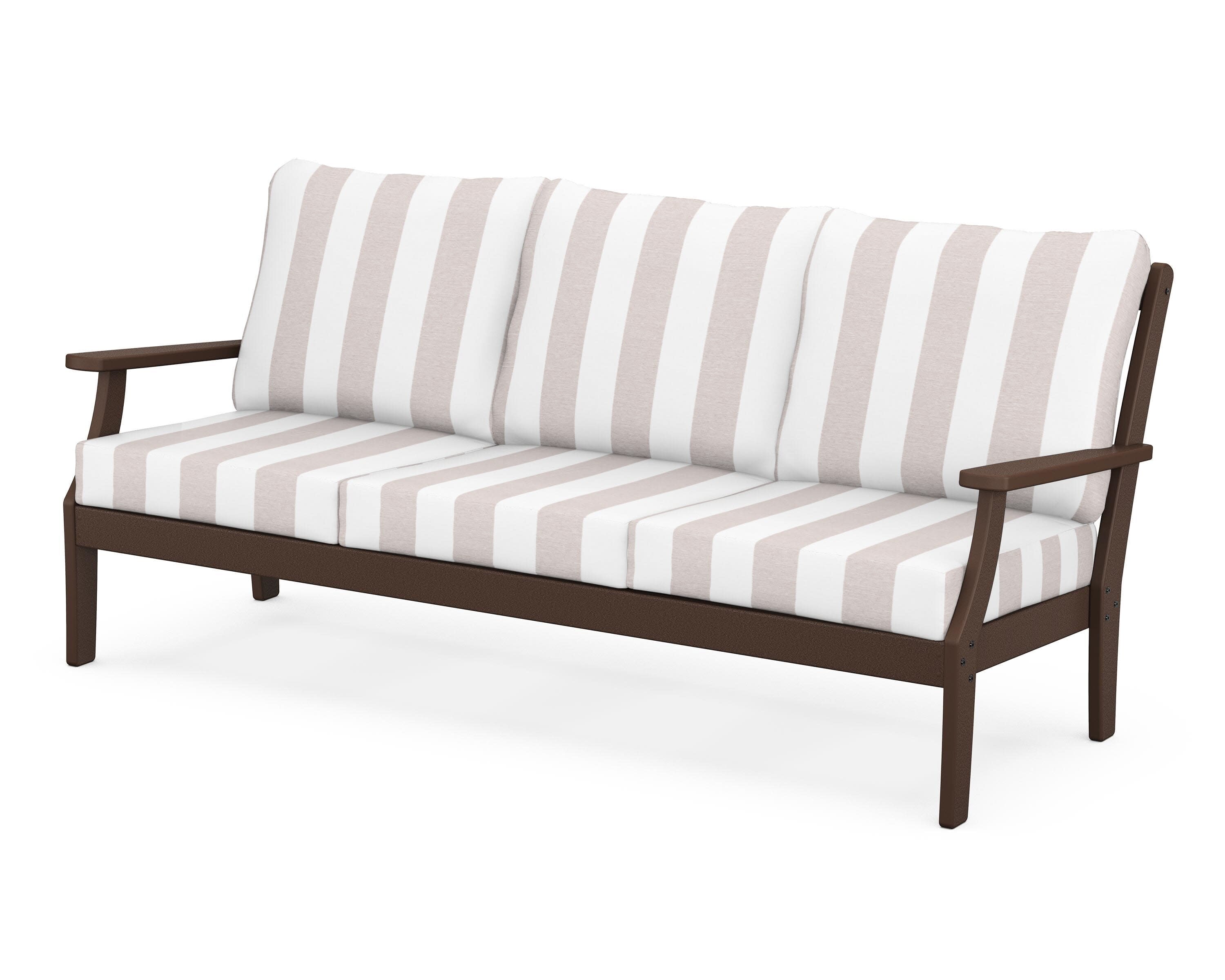 Yacht Club Deep Seating Sofa in Vintage Lantern / Cabana Stripe Dune Burlap