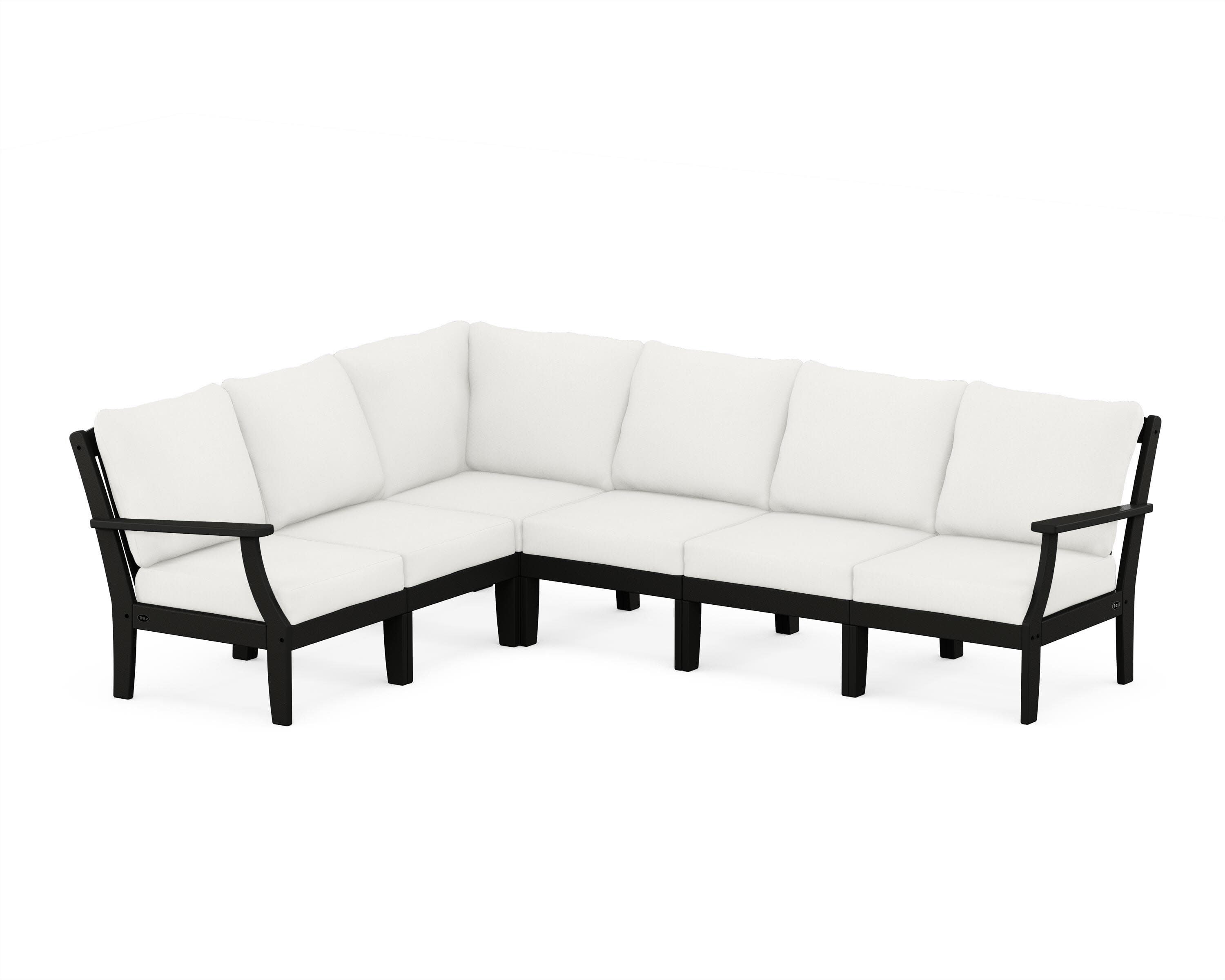 Yacht Club Modular 6-Piece Deep Seating Set in Charcoal Black / Natural Linen