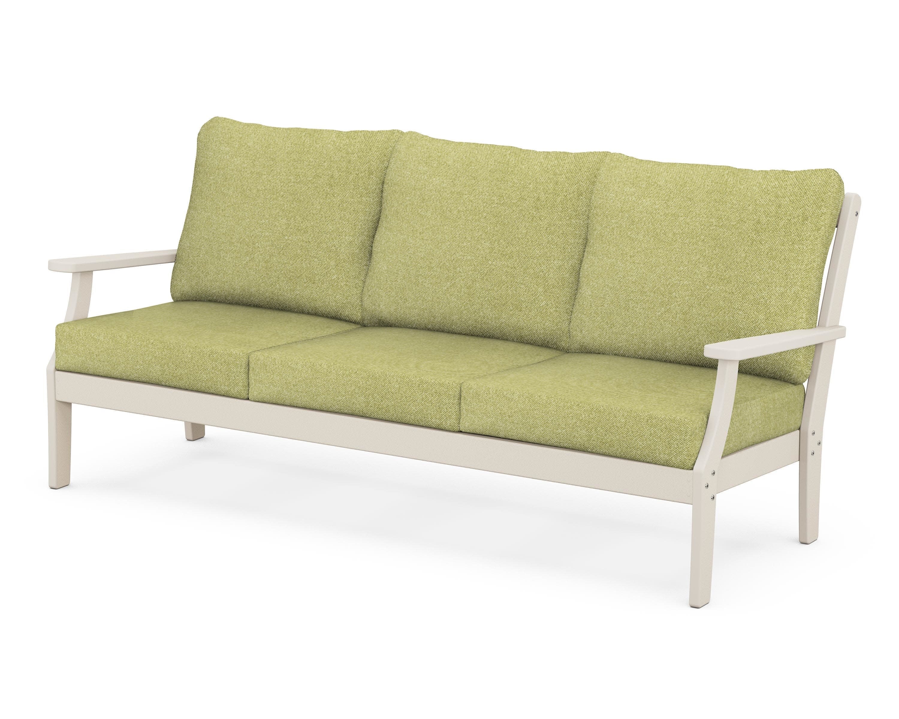 Yacht Club Deep Seating Sofa in Sand Castle / Chartreuse Boucle