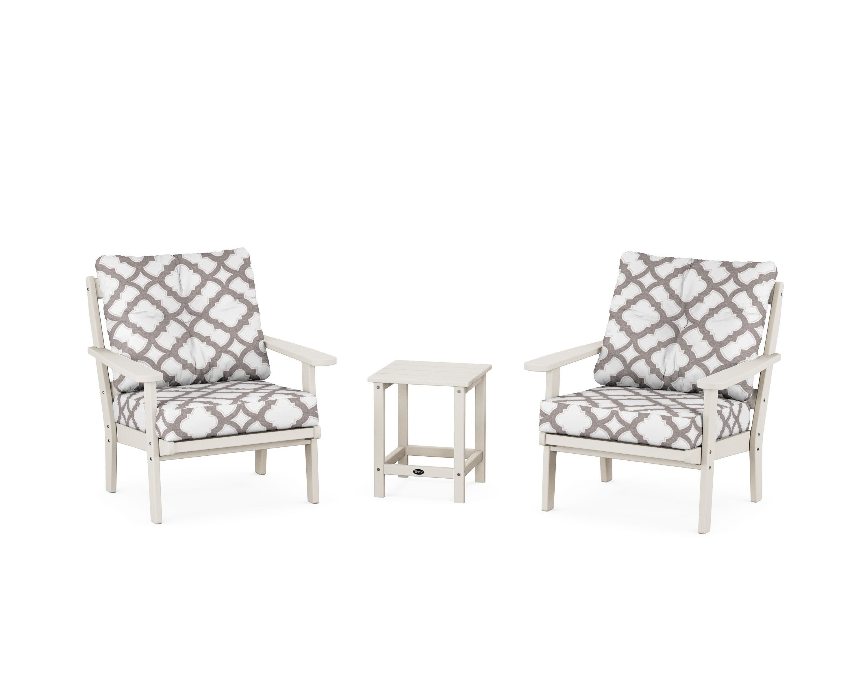 Cape Cod 3-Piece Deep Seating Set in Sand Castle / Trellis Grey Mist