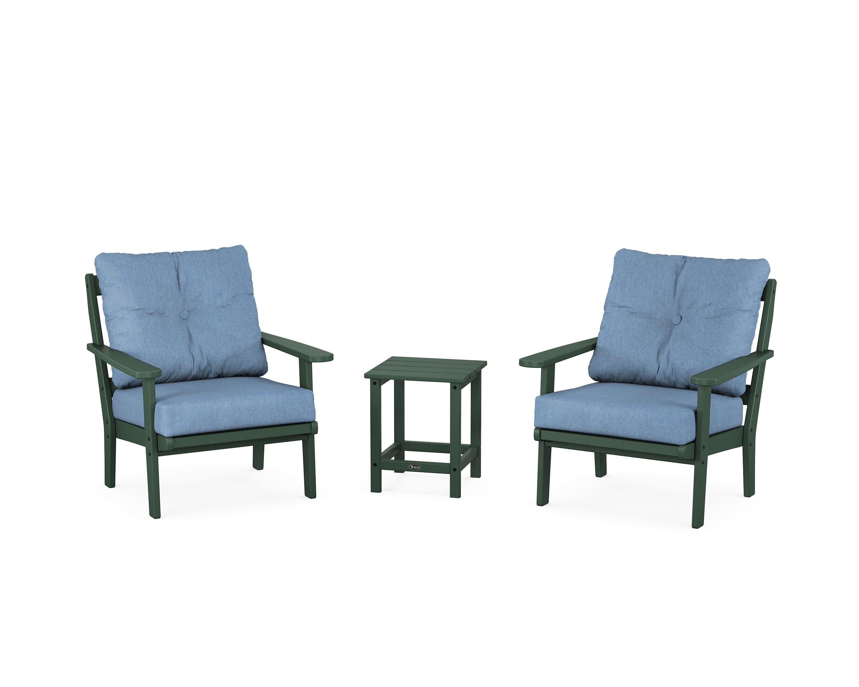 Cape Cod 3-Piece Deep Seating Set in Rainforest Canopy / Sky Blue