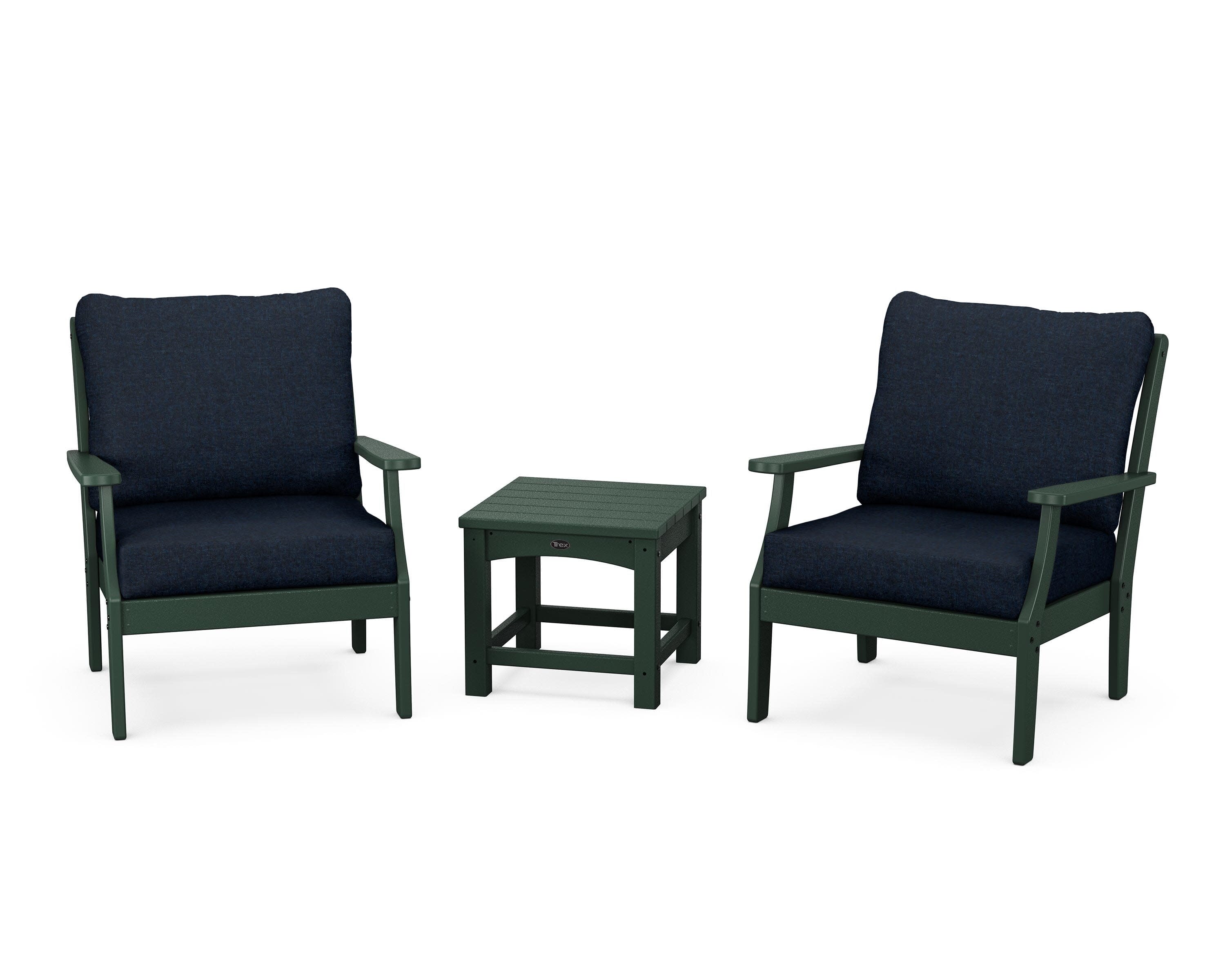 Yacht Club 3-Piece Deep Seating Set in Rainforest Canopy / Marine Indigo