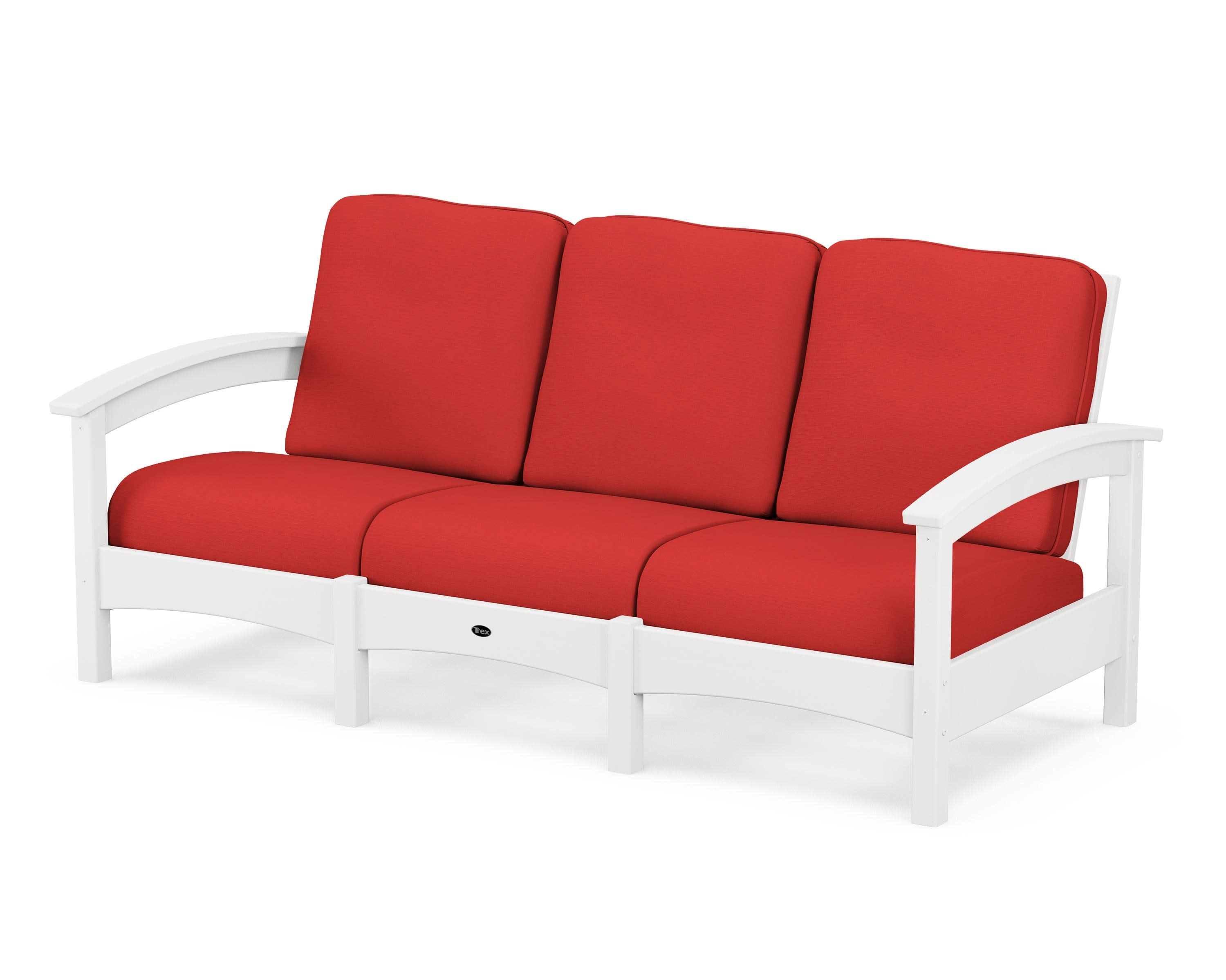 Rockport Club Sofa in Classic White / Crimson Linen