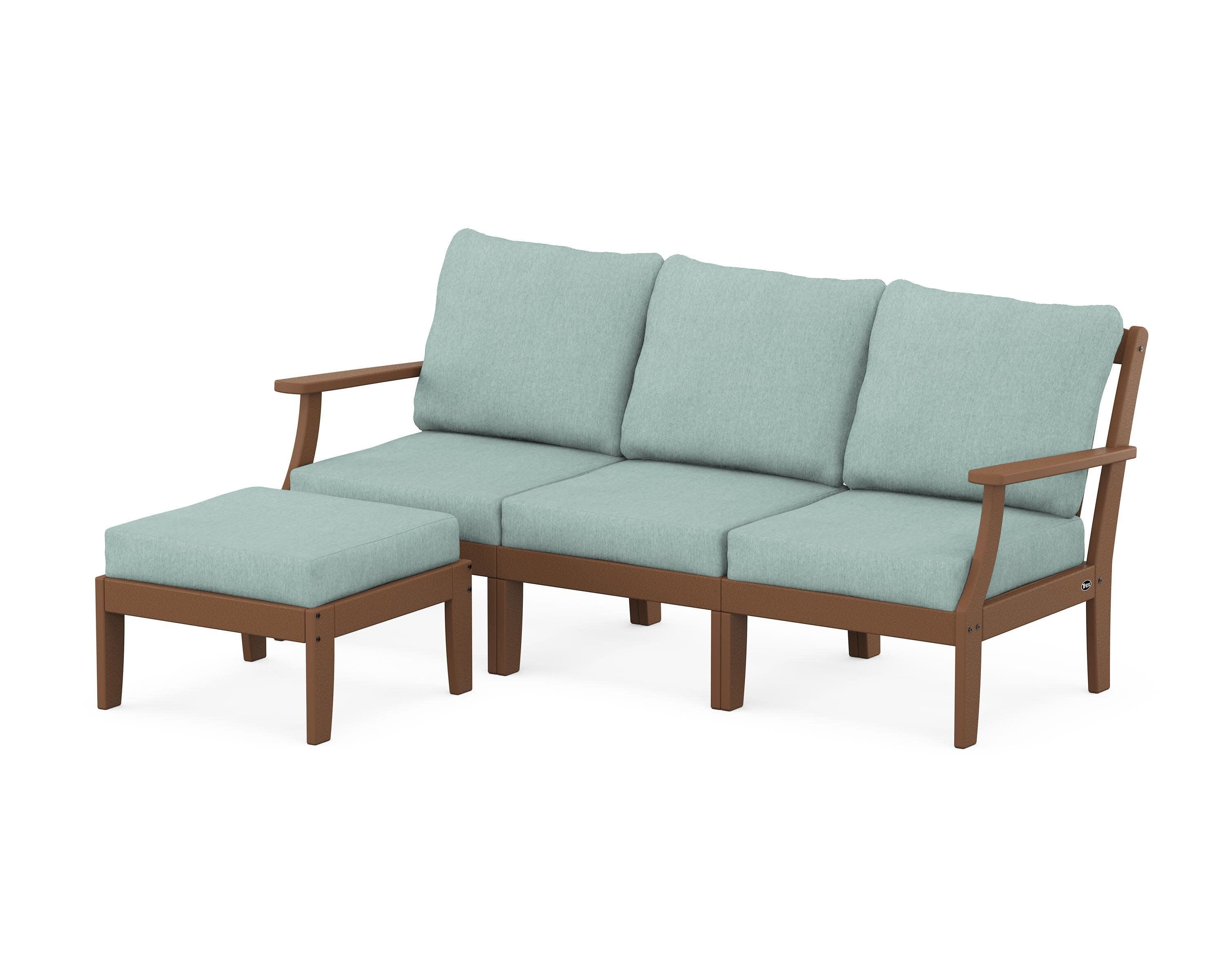 Yacht Club Modular 4-Piece Deep Seating Set with Ottoman in Tree House / Glacier Spa
