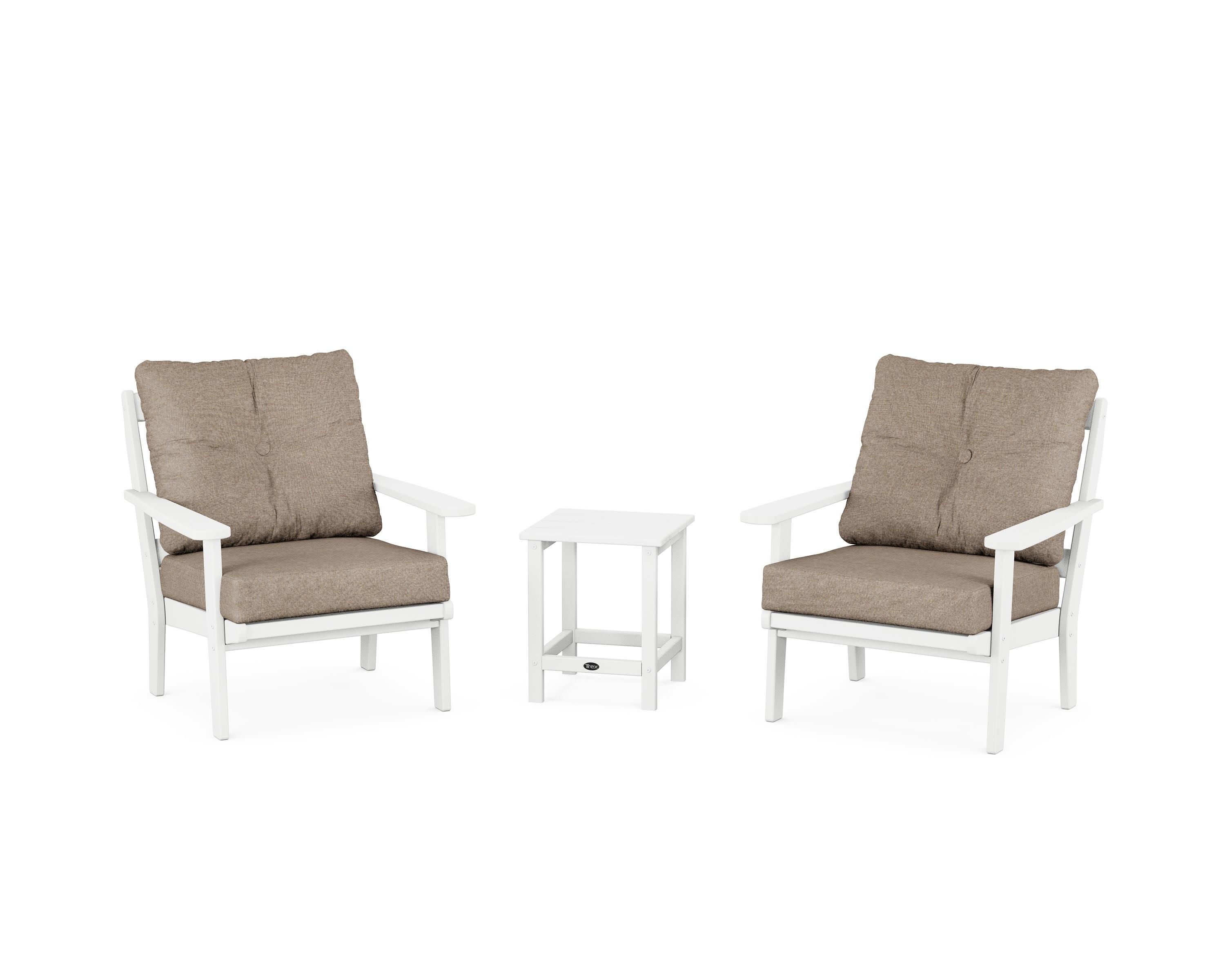 Cape Cod 3-Piece Deep Seating Set in Classic White / Spiced Burlap