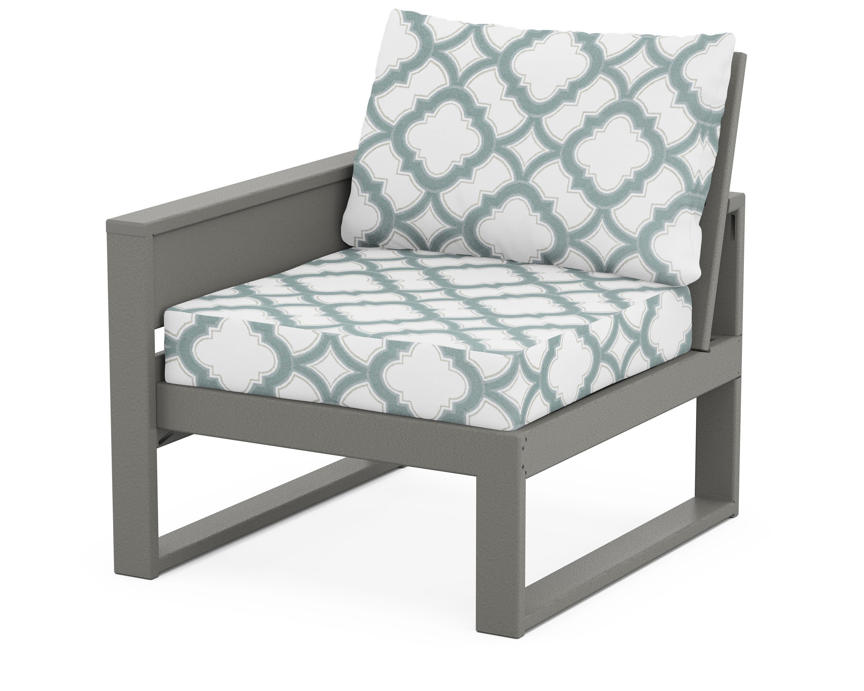 Eastport Modular Left Arm Chair in Stepping Stone / Trellis Glacier Spa
