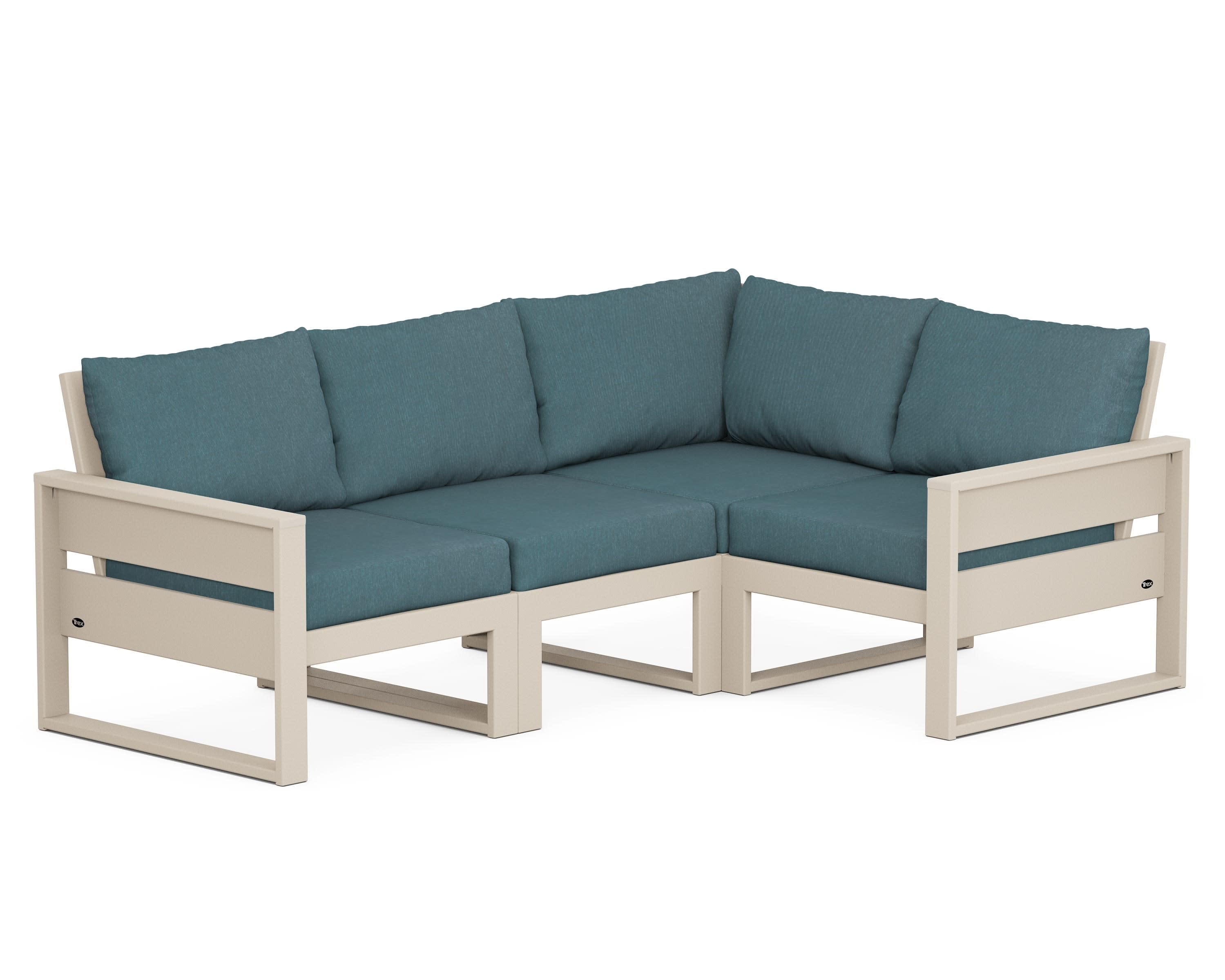 Eastport 4- Piece Sectional in Sand Castle / Ocean Teal