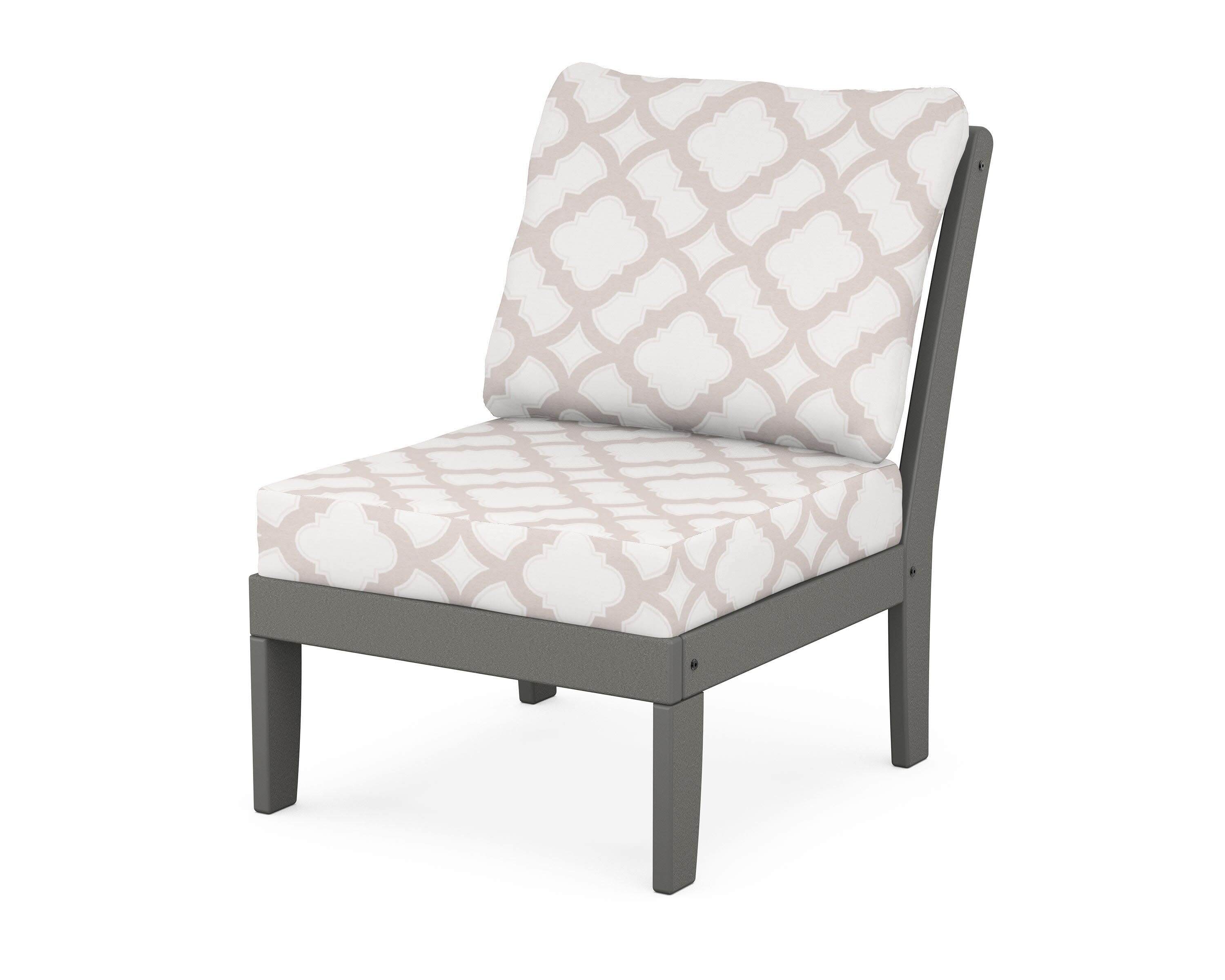 Yacht Club Modular Armless Chair in Stepping Stone / Trellis Dune Burlap