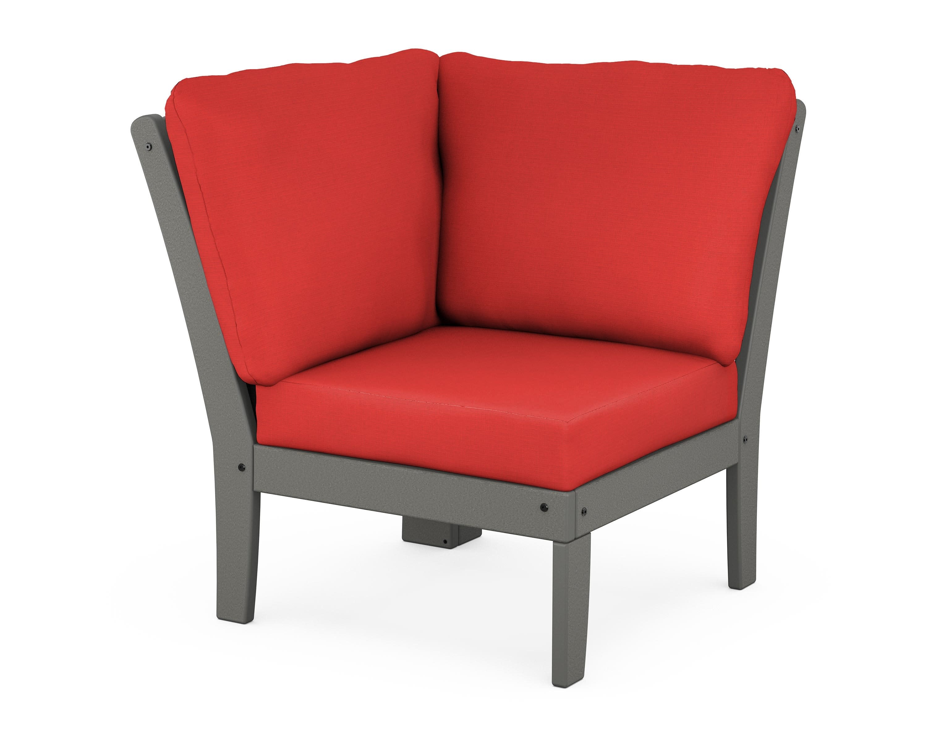 Yacht Club Modular Corner Chair in Stepping Stone / Crimson Linen