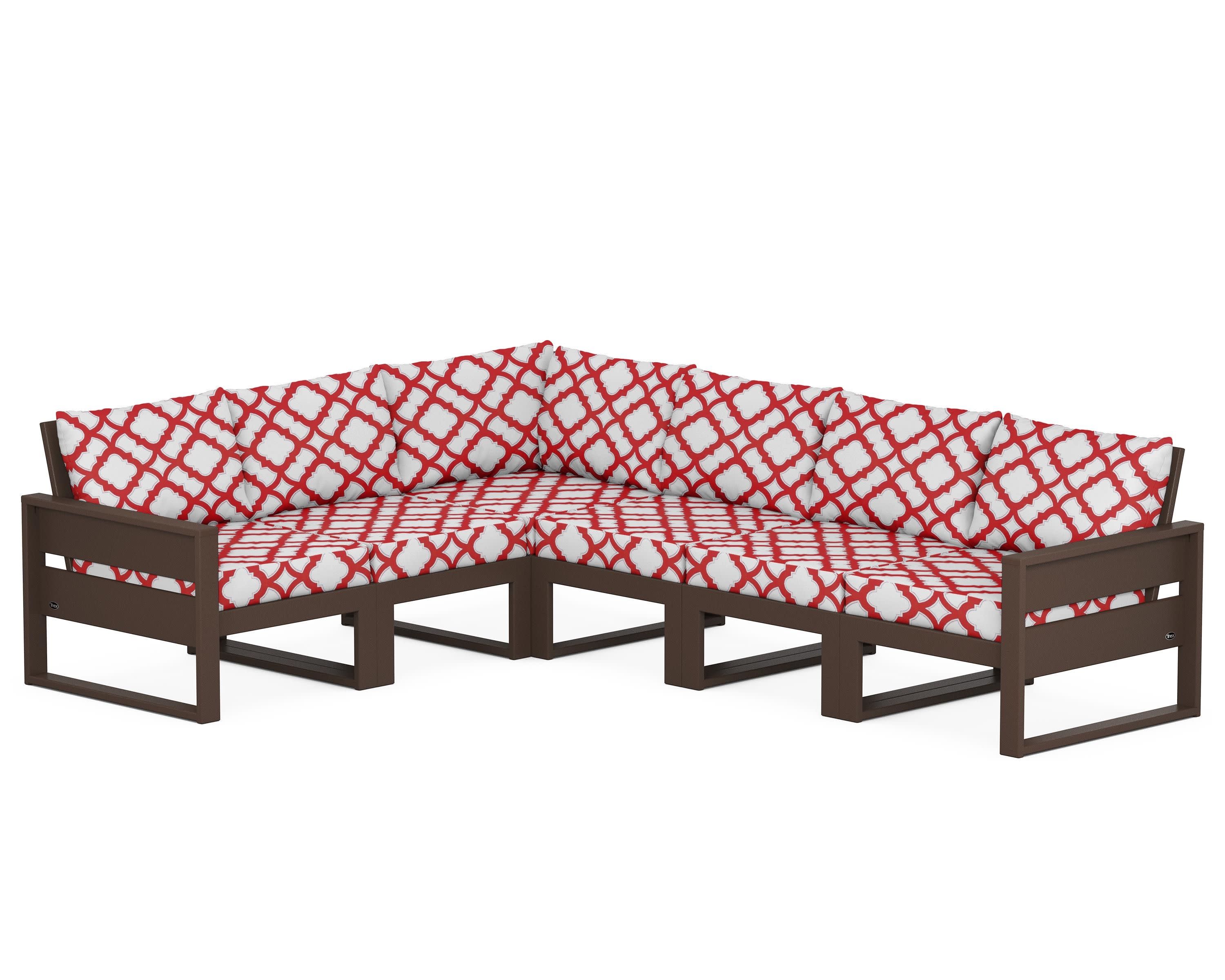 Eastport 6-Piece Sectional in Vintage Lantern / Trellis Crimson